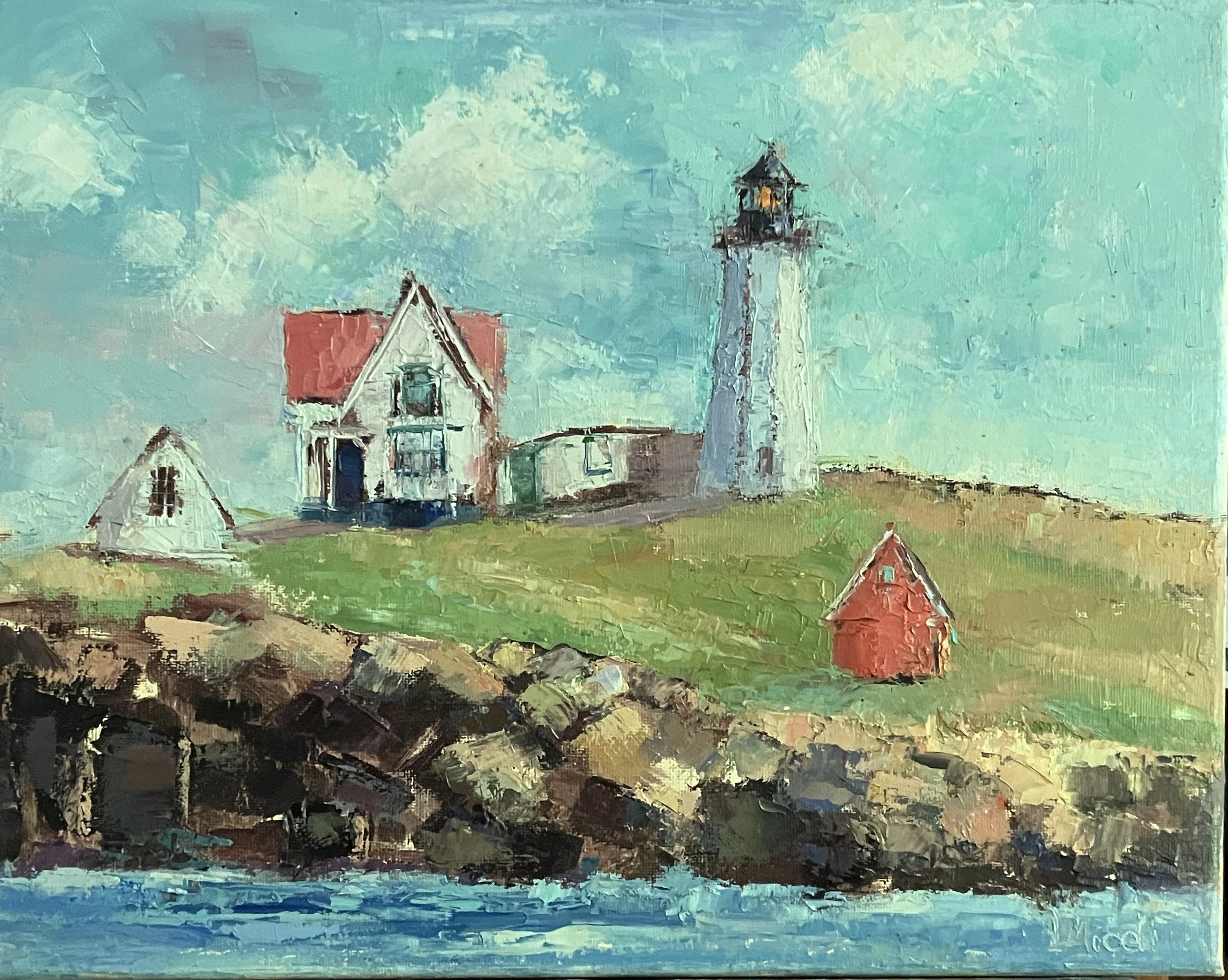 Nubble Light, workshop demo,  11 X 14" oil on canvas