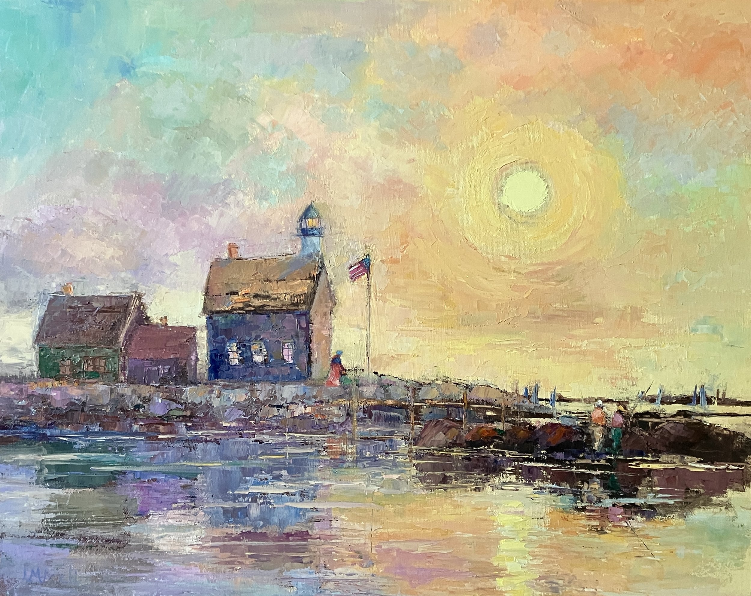  The Lighthouse keeper, Eliza Dobroll, 1838-1854, Morgan Point Light, 16X20" oil on canvas