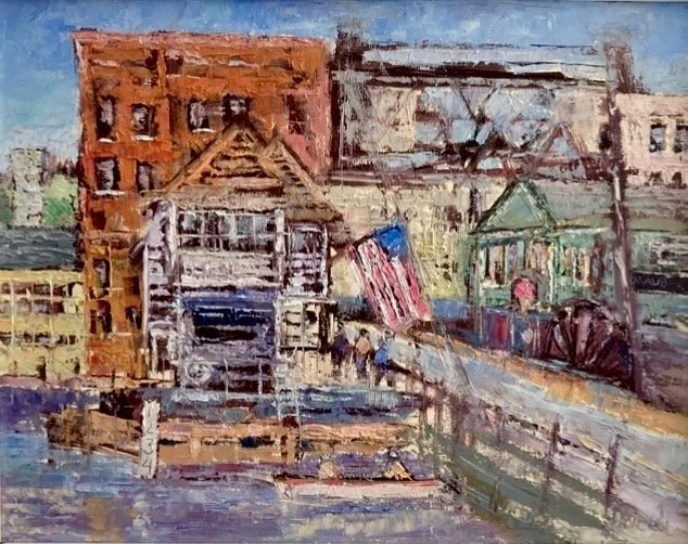 SOLD - View of Main Street Mystic, plein air