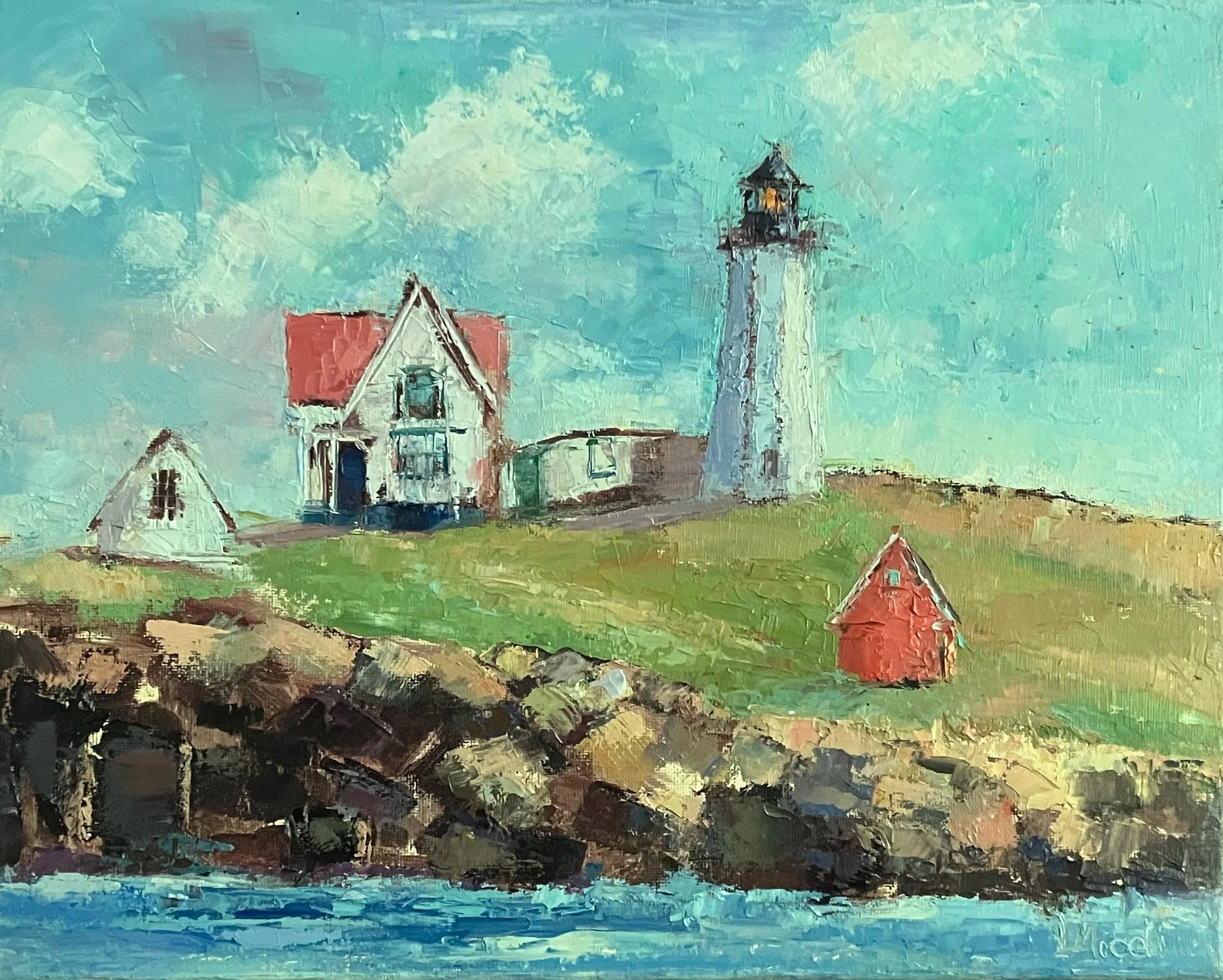 Nubble Light, workshop demo,  11 X 14" oil on canvas