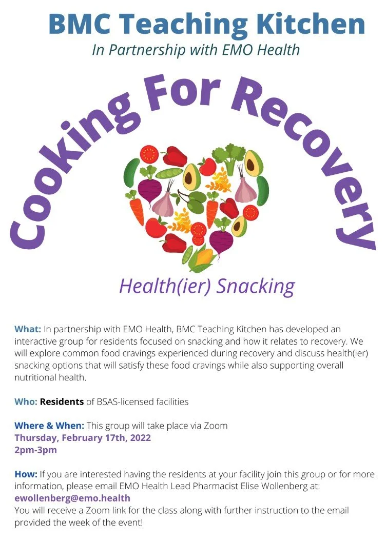 Cooking For Recovery: Healthier Snacking (Zoom Presentation)