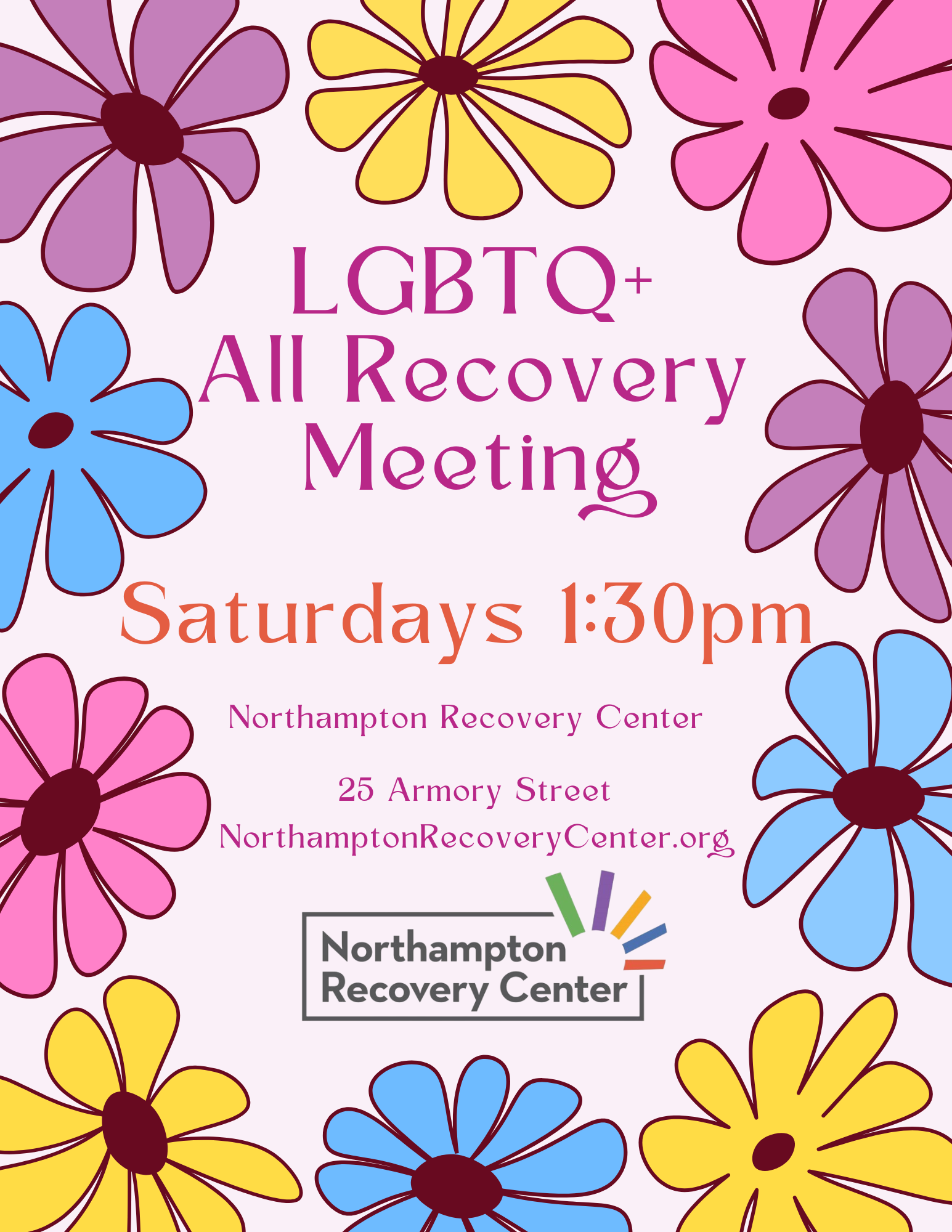 LGBTQ+  All Recovery Meeting Saturdays 1:30pm