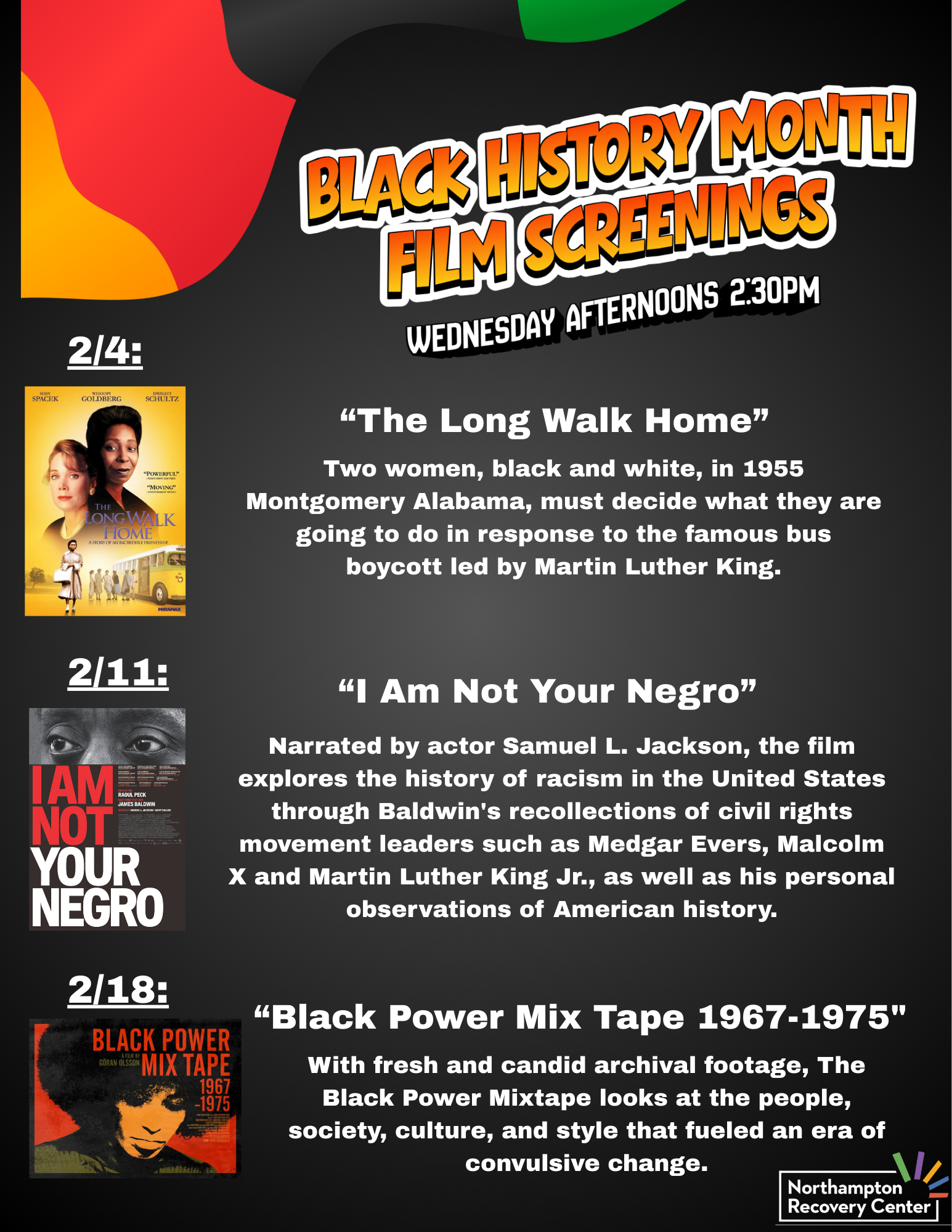 Black History Month Wednesday Afternoon Film Screenings "I Am Not Your Negro"