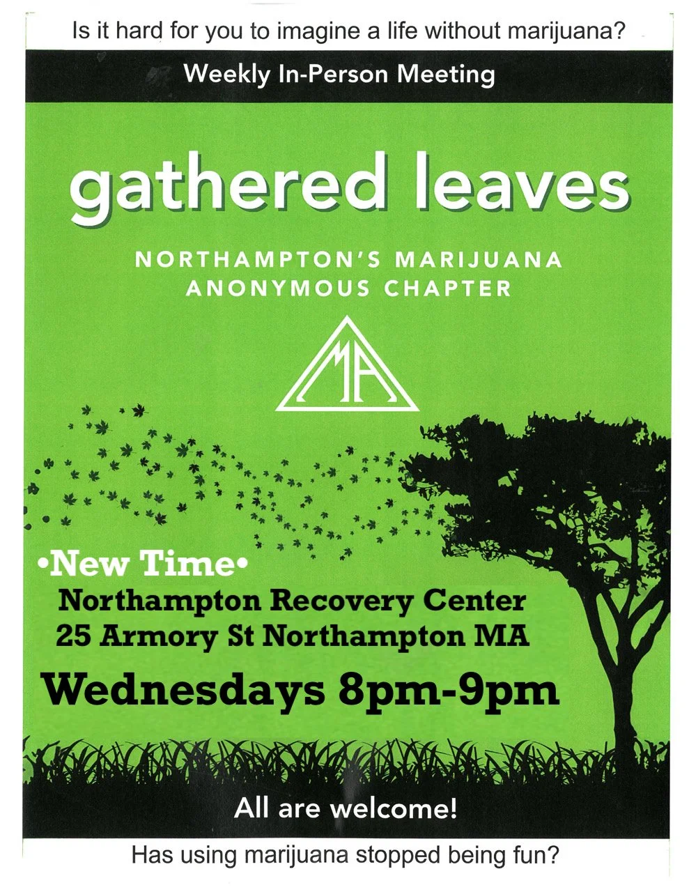 Gathered Leaves Group Marijuana Anonymous Meeting (New Start Time 8pm)