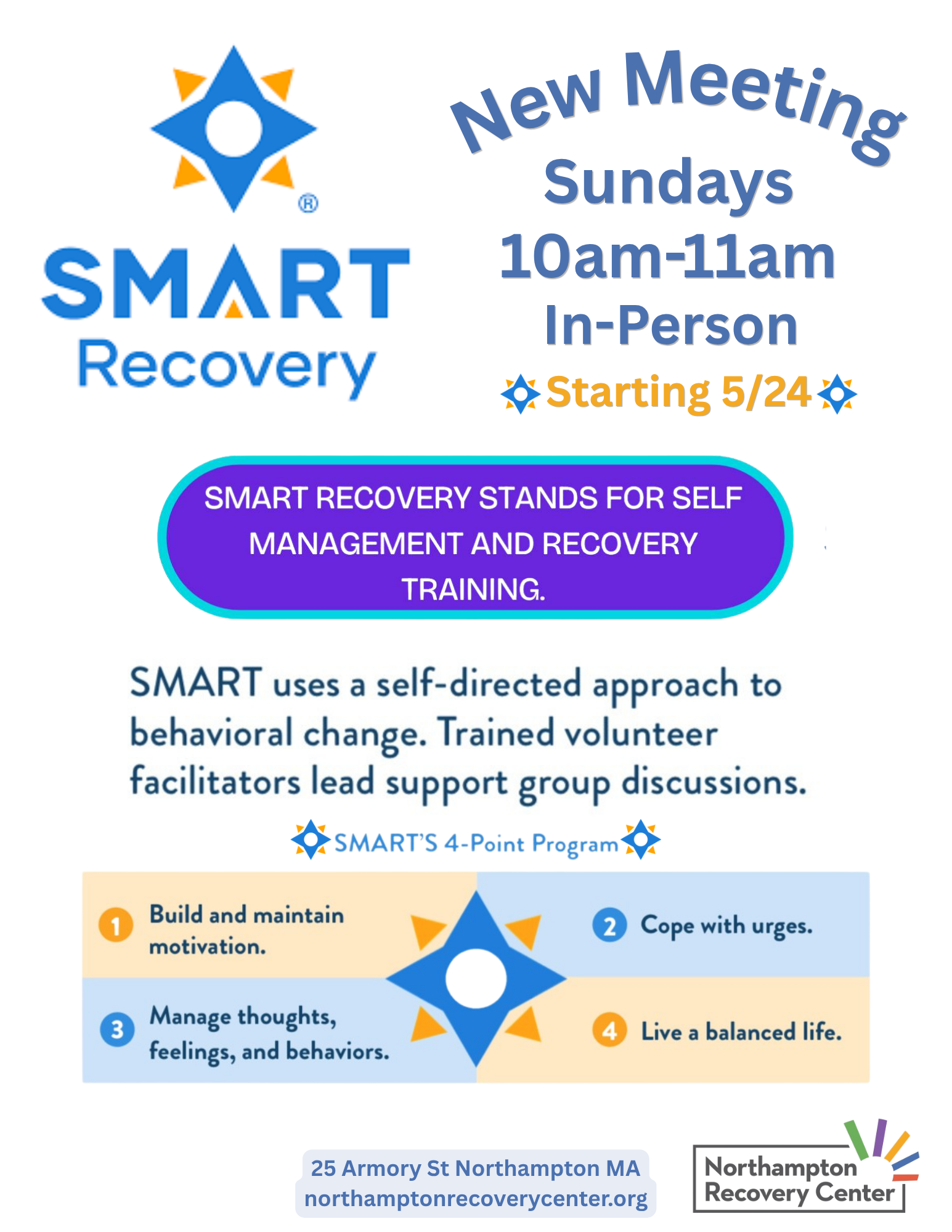 (New Meeting!) SMART Recovery Meetings: Sundays 10am-11am