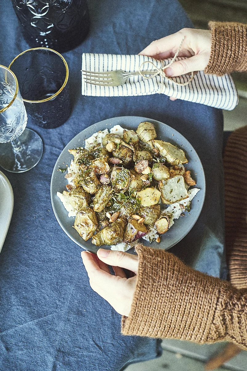 Jerusalem artichokes with mozzarella