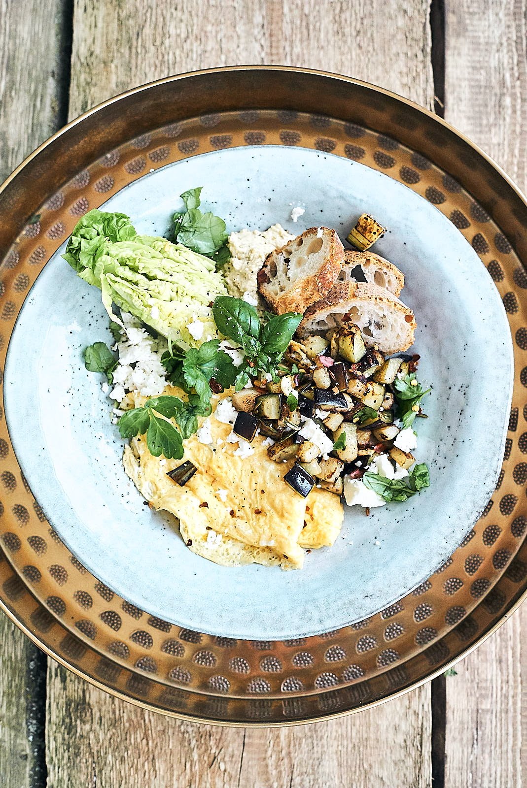 Omelet with eggplant and feta