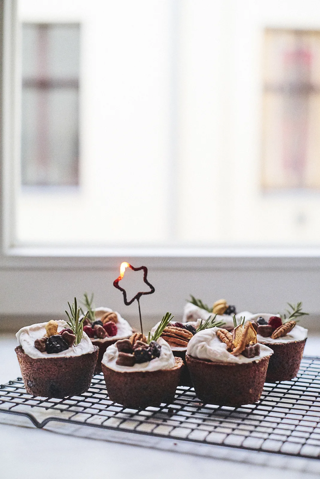 nut and cherry christmas muffins. vegan