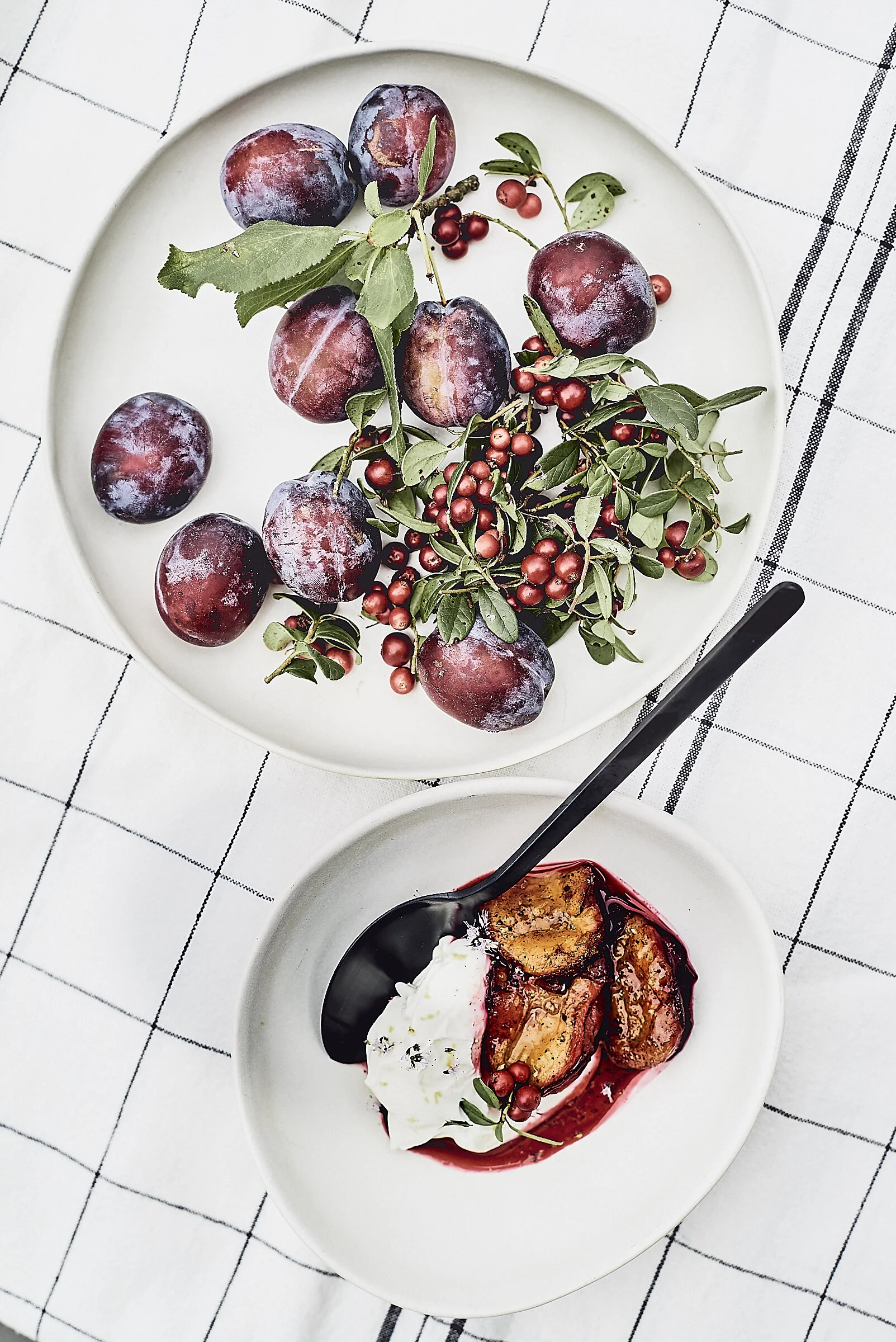 Ricotta with plums
