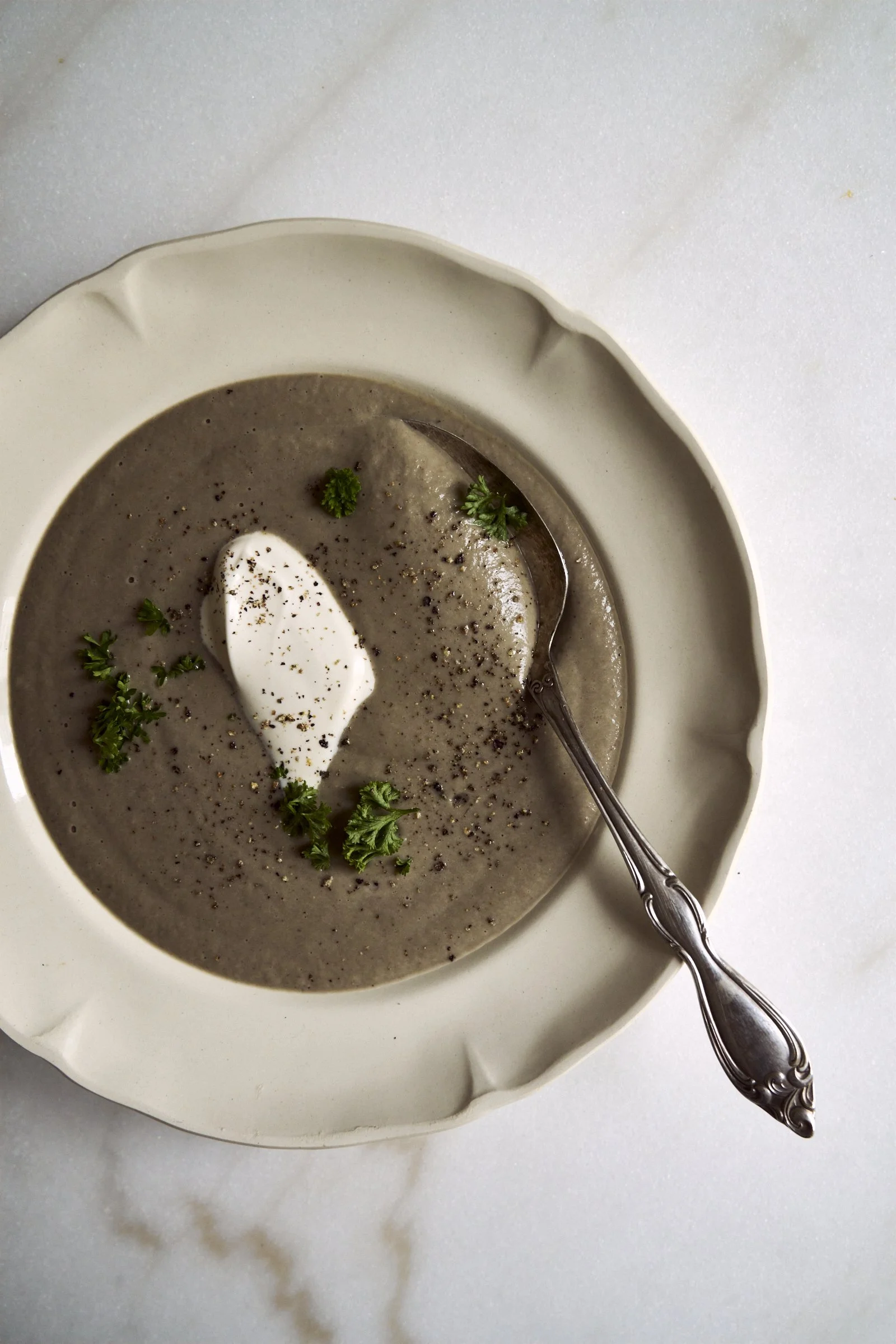 champignon and hazelnut cream soup