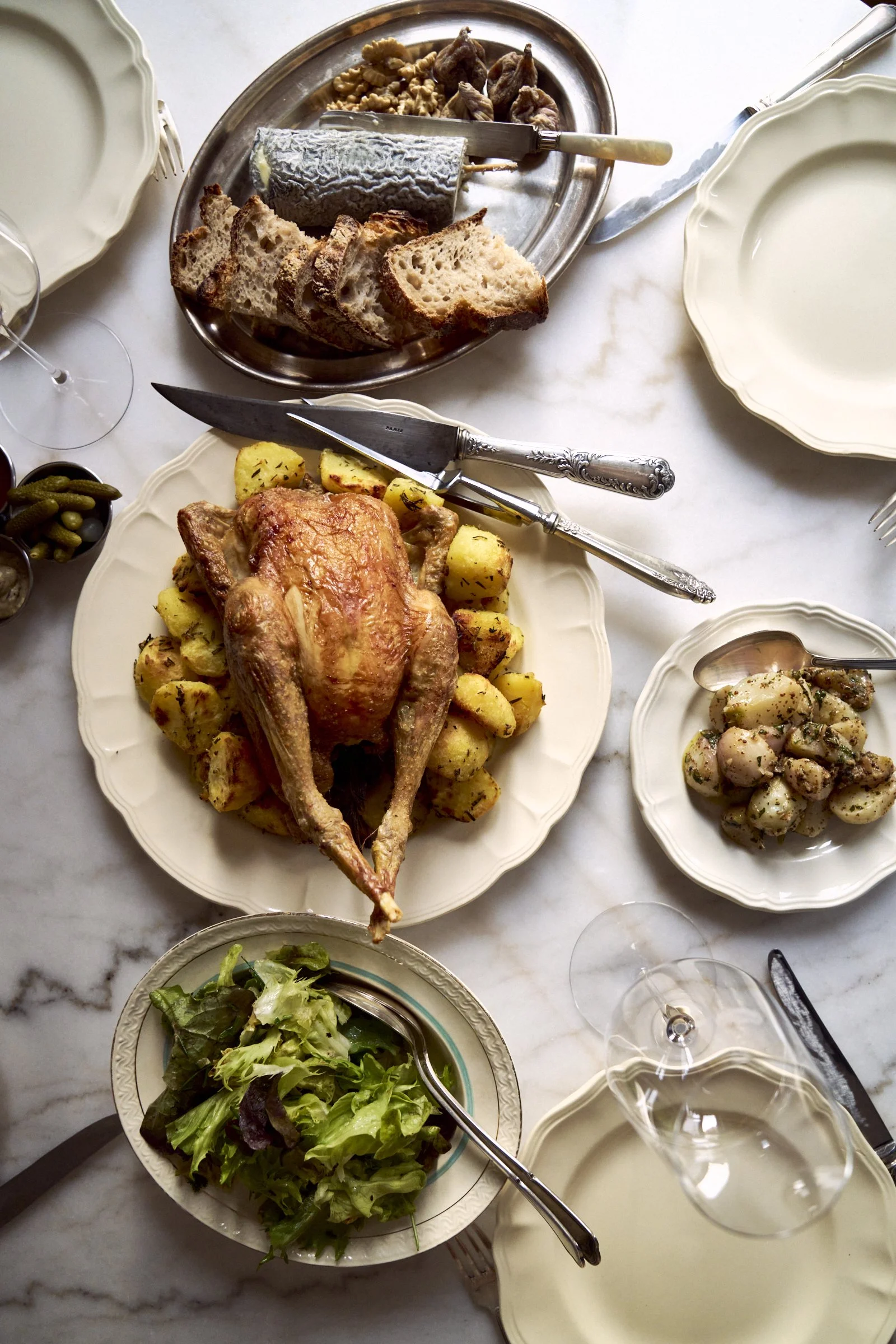 Roast chicken and potatoes