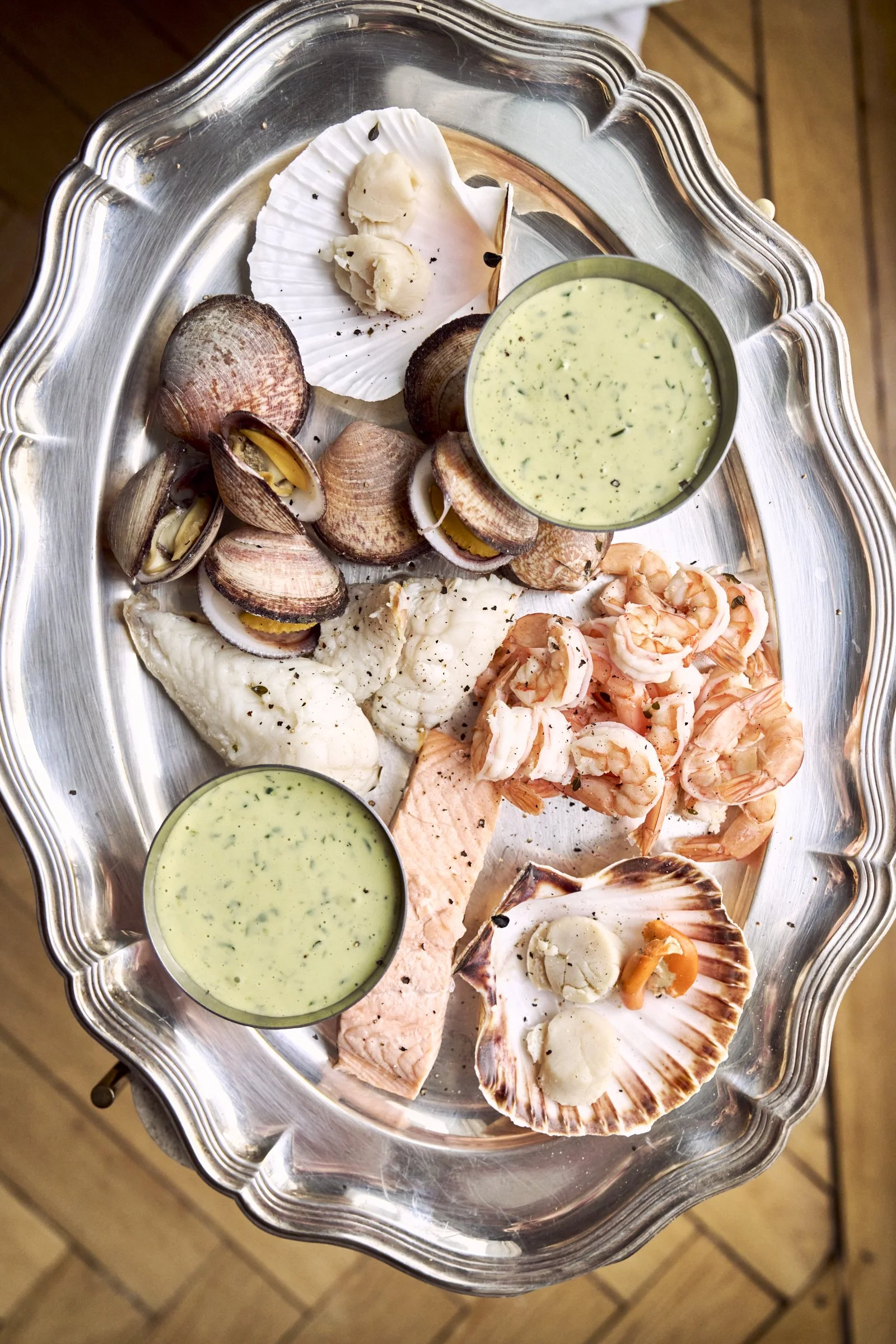 Seafood platter with aioli