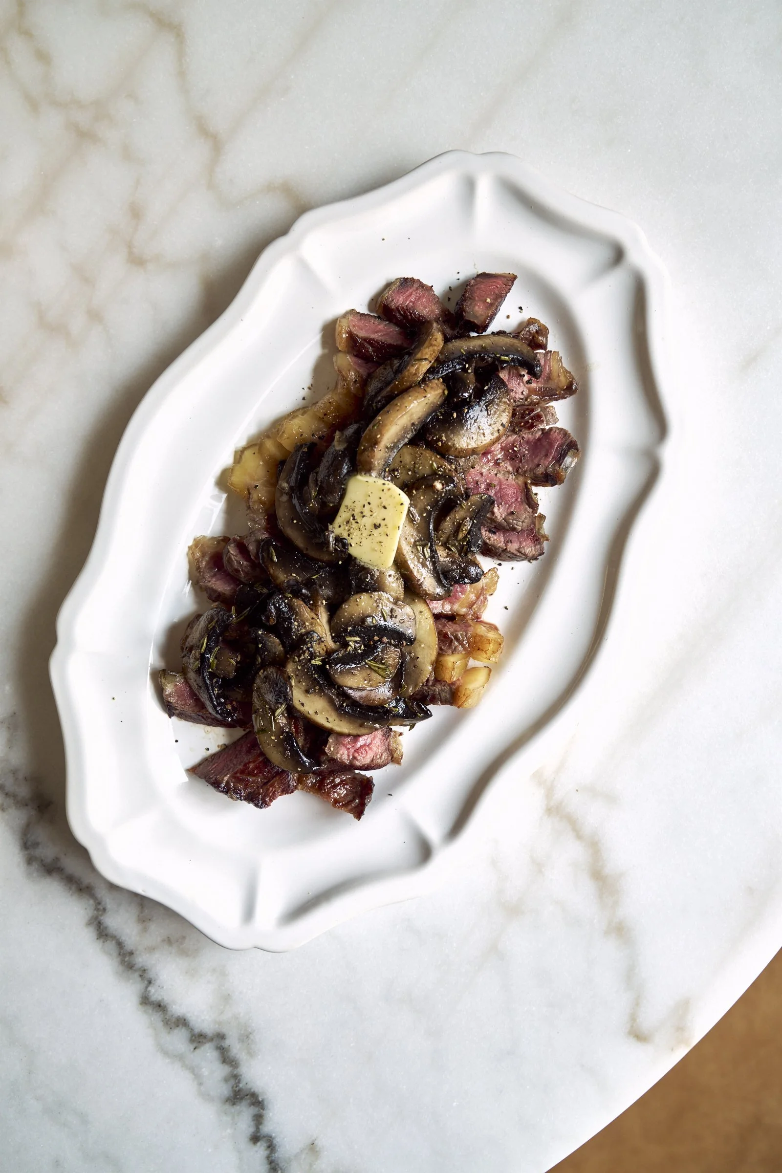 Steak with mushrooms