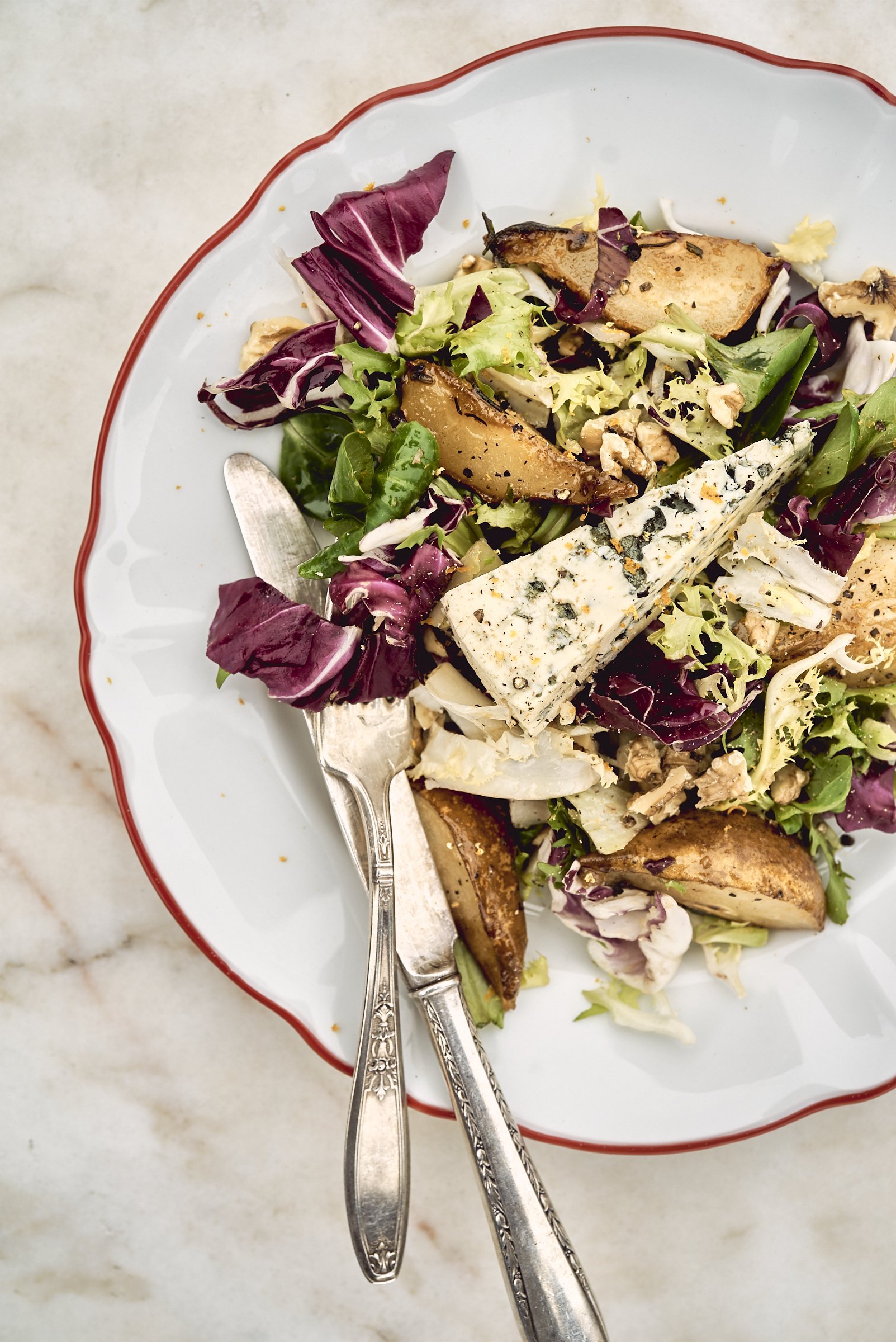 Caramelised pear and cheese salad