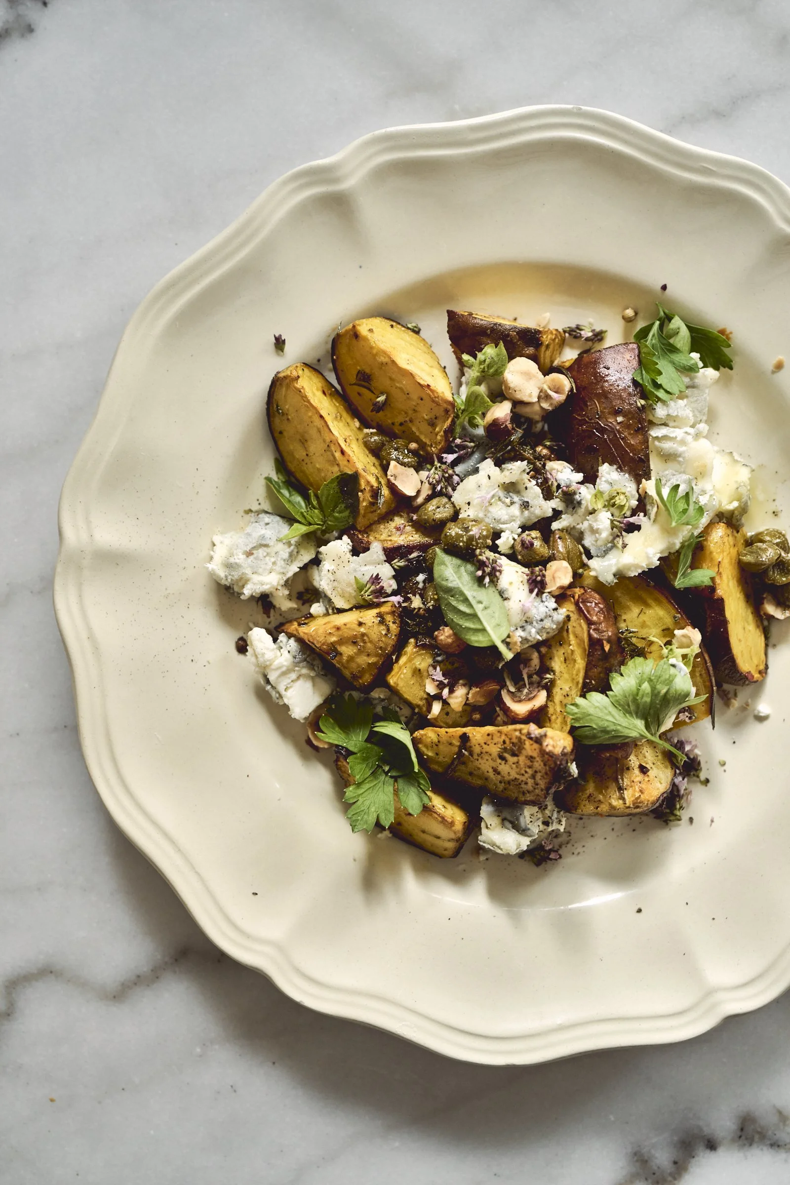 Dinner for 1. Warm beetroot and goat cheese salad
