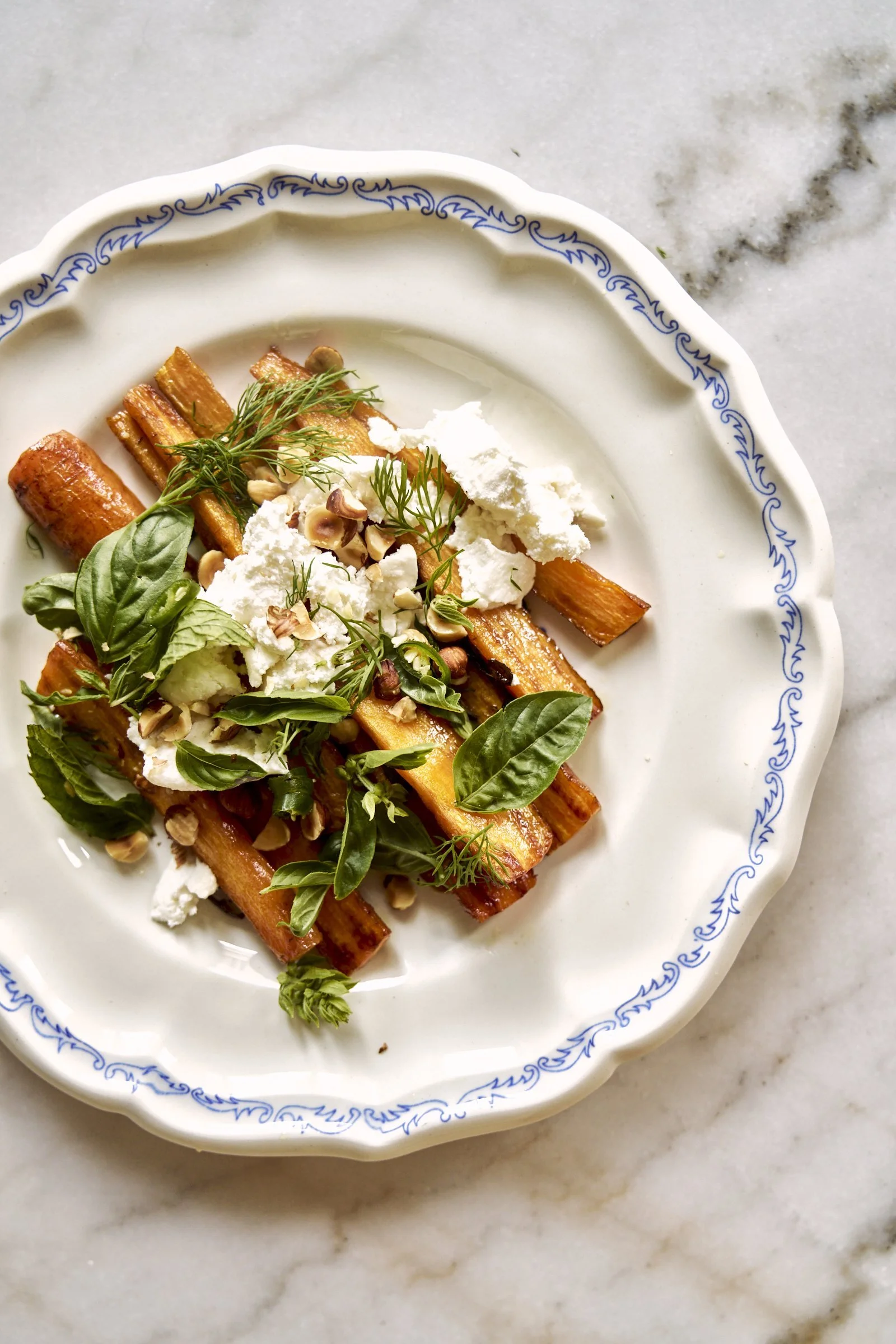 Dinner for 1. Carrots, goat cheese and hazelnuts