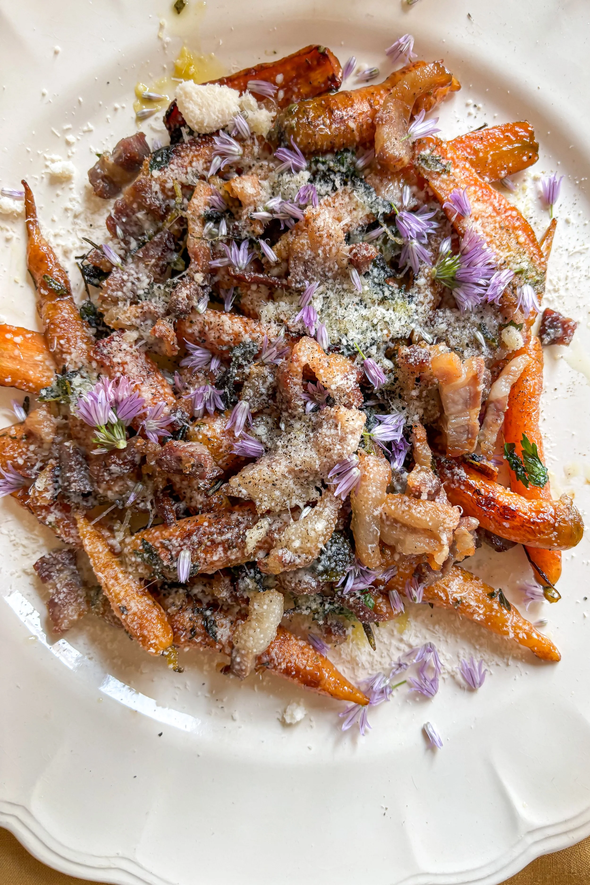 Carrots with bacon and cheese