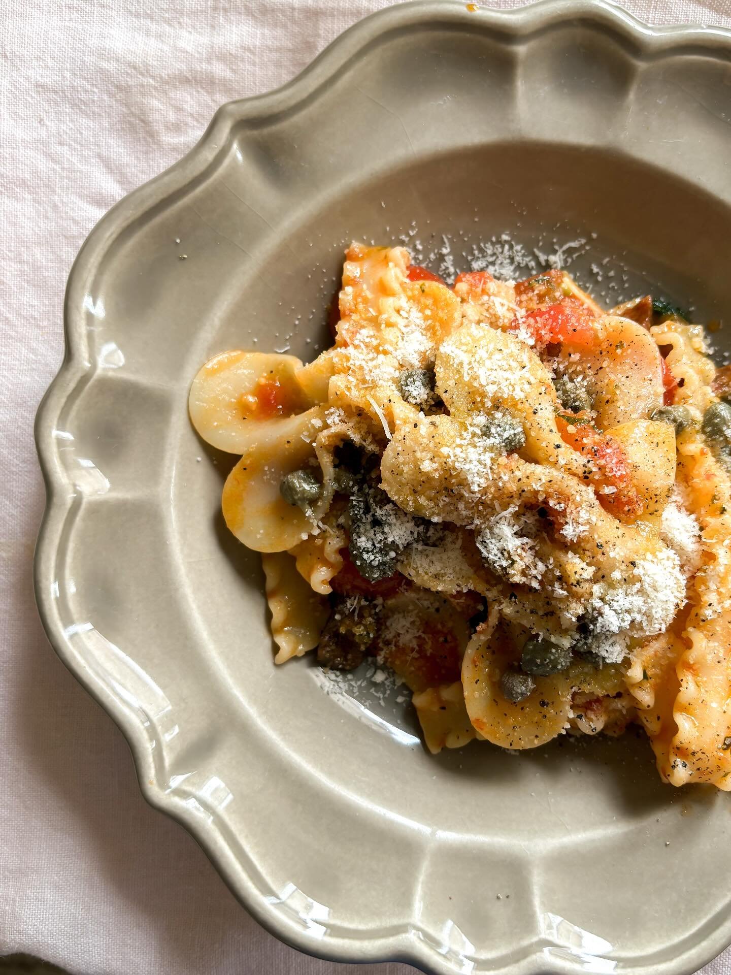 The only thing French about this recipe is that it was made on French soil, with French (apart from the pasta) ingredients and a typically French adoration for pasta dishes. Otherwise, it belongs to Italy.

Yes, in the bowl you&rsquo;ll spot a mix of