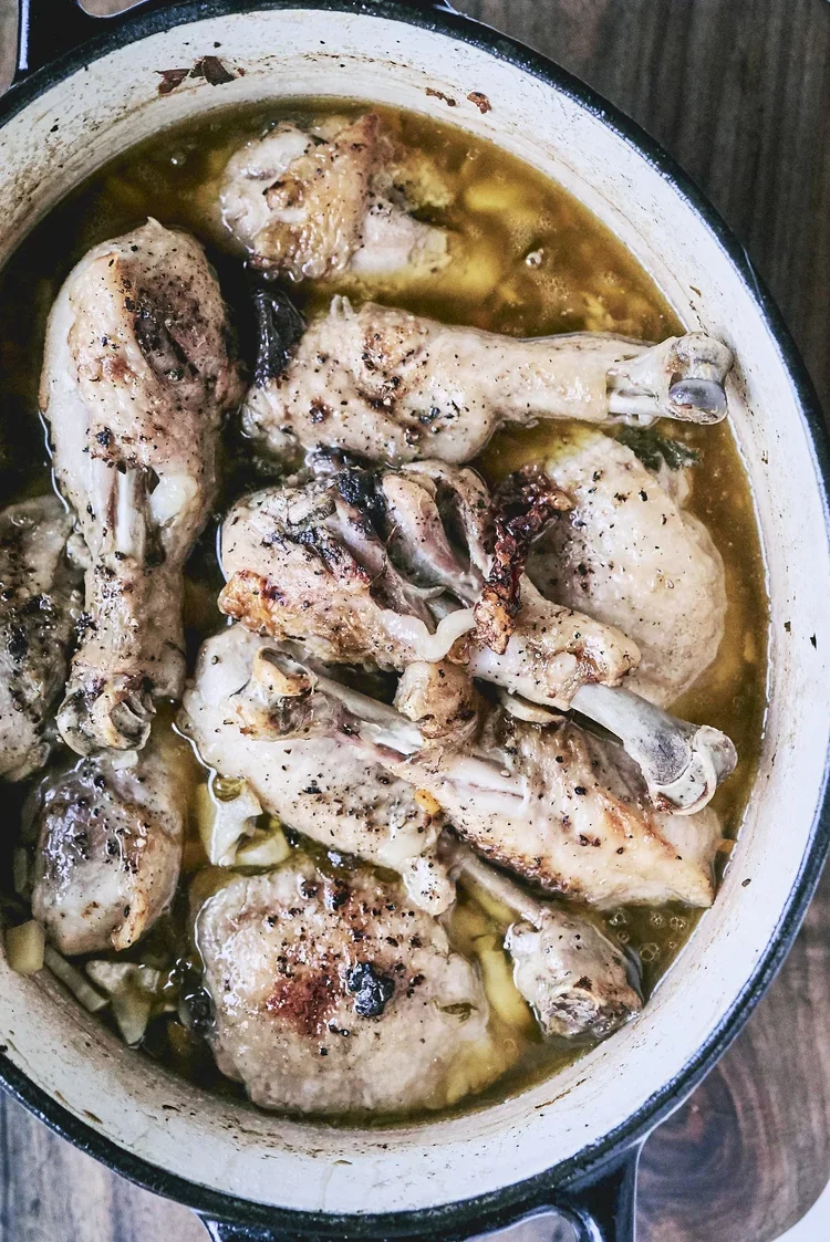 Slow-cooked chicken legs
