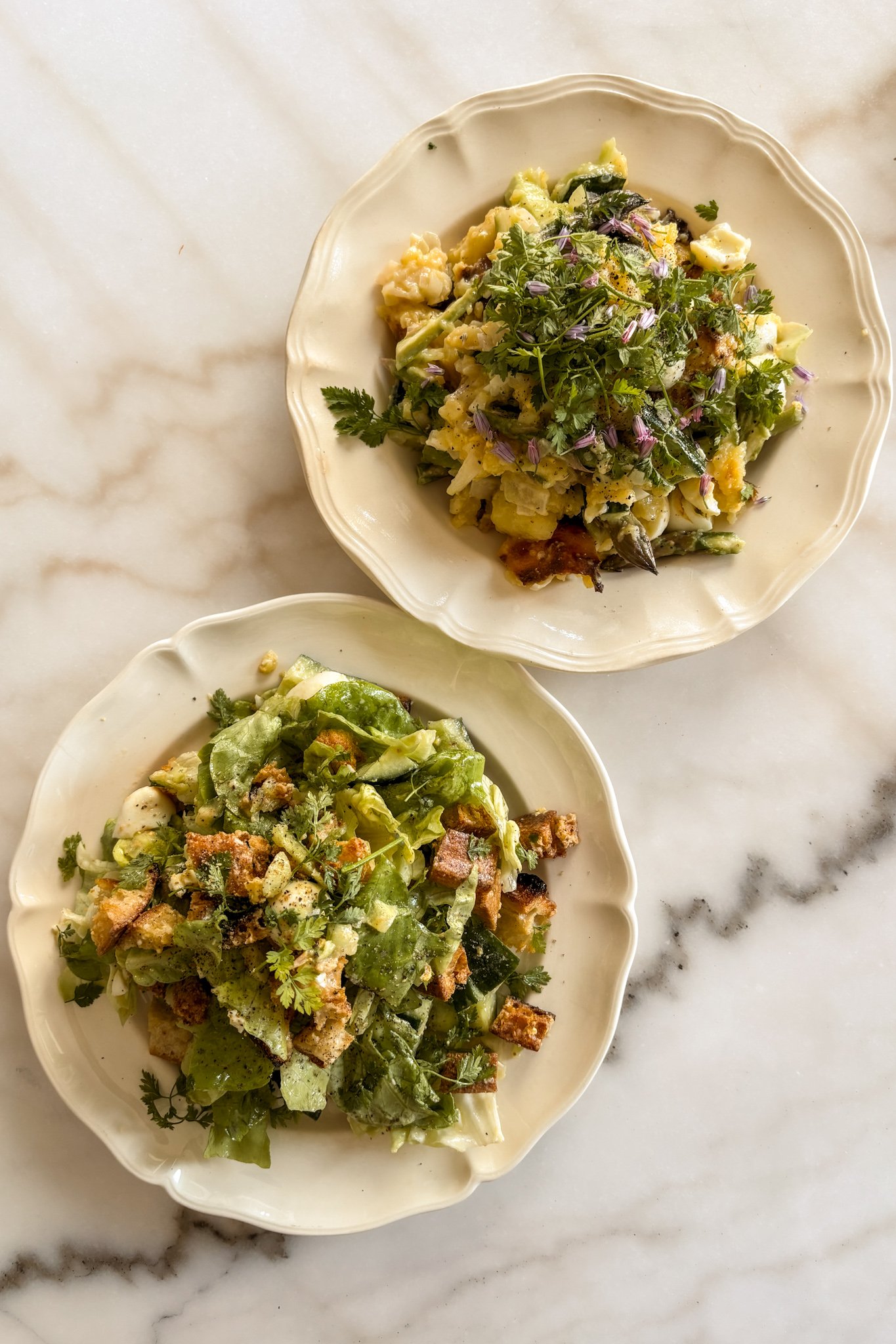 One sauce, two salads