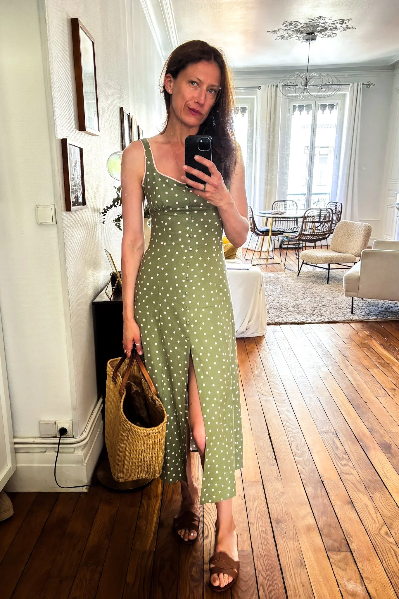  Market day mood. Dress (so many of you asked) - Zara. Basket - bought on the Île de Ré Island 