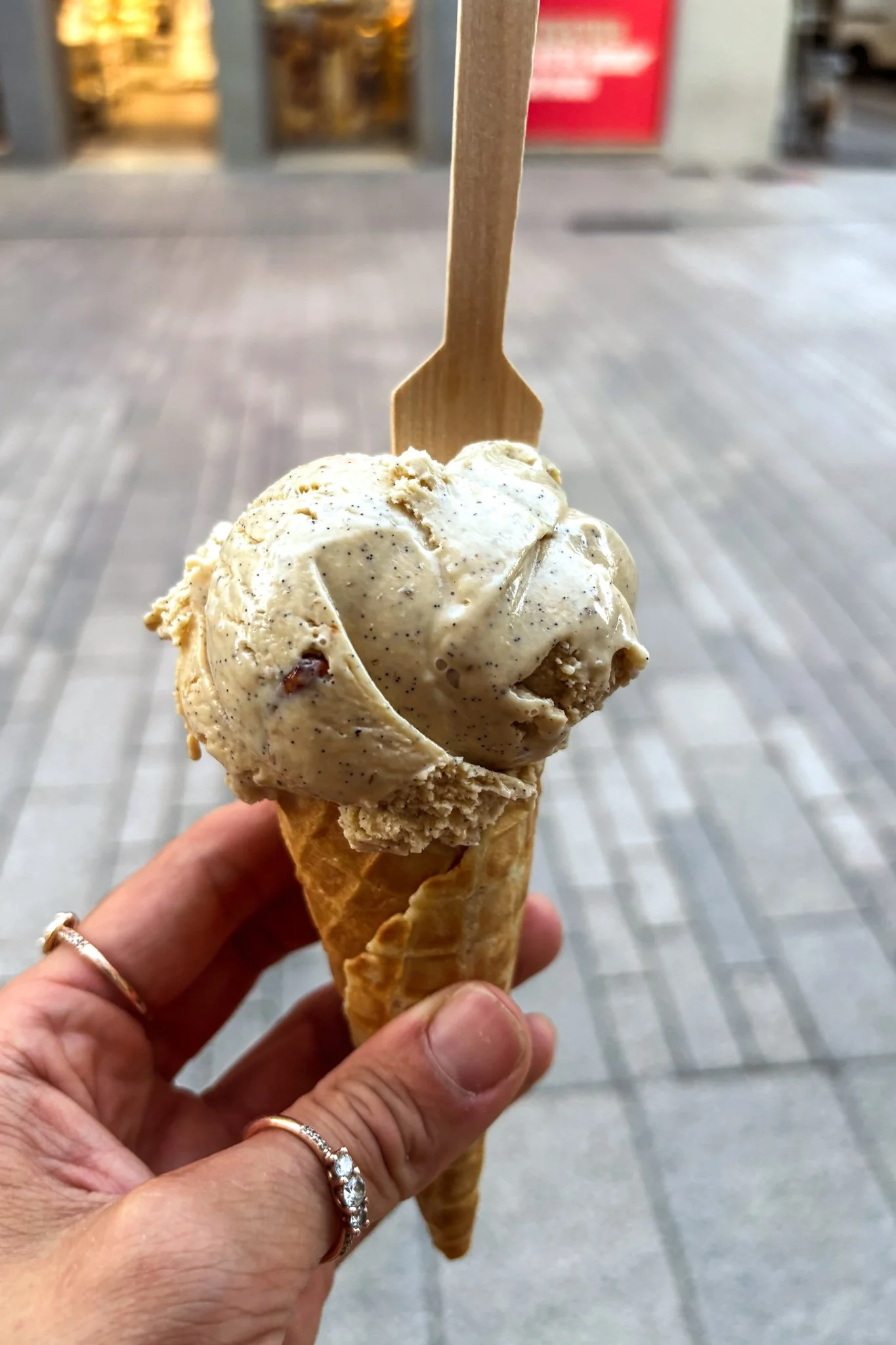  Vanilla and pecan ice cream at La Fabrique Givree 