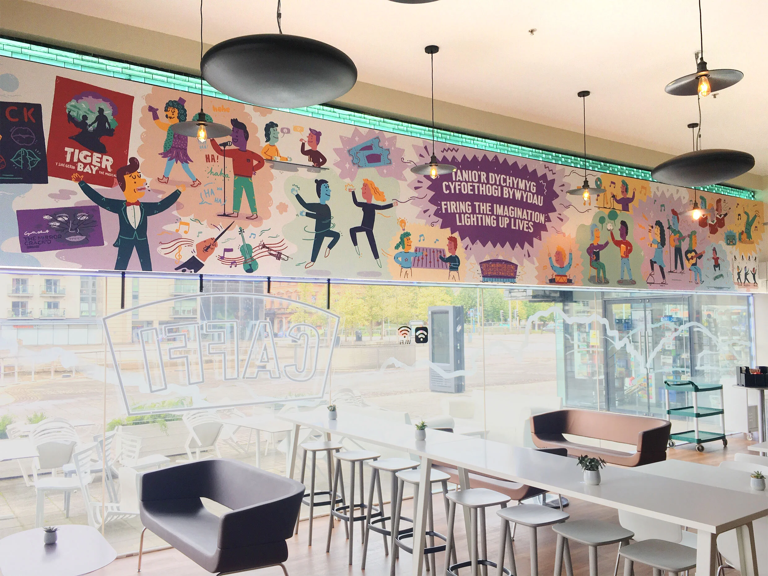 Illustrated mural for the Wales Millennium Centre