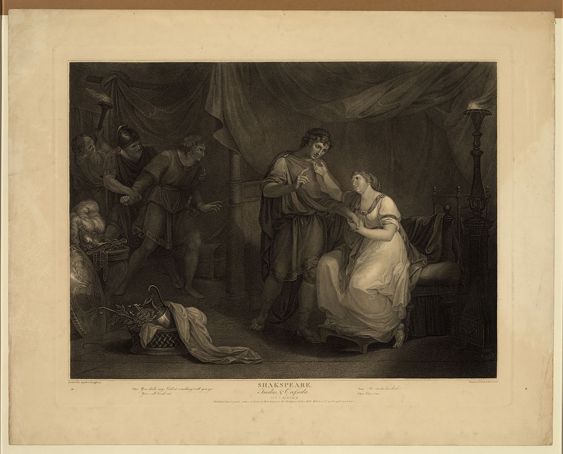 Troilus and Cressida, Act V, Scene II , an engraving from 1795 by Luigi Schiavonetti after a 1789 painting by Angelica Kauffmann.
