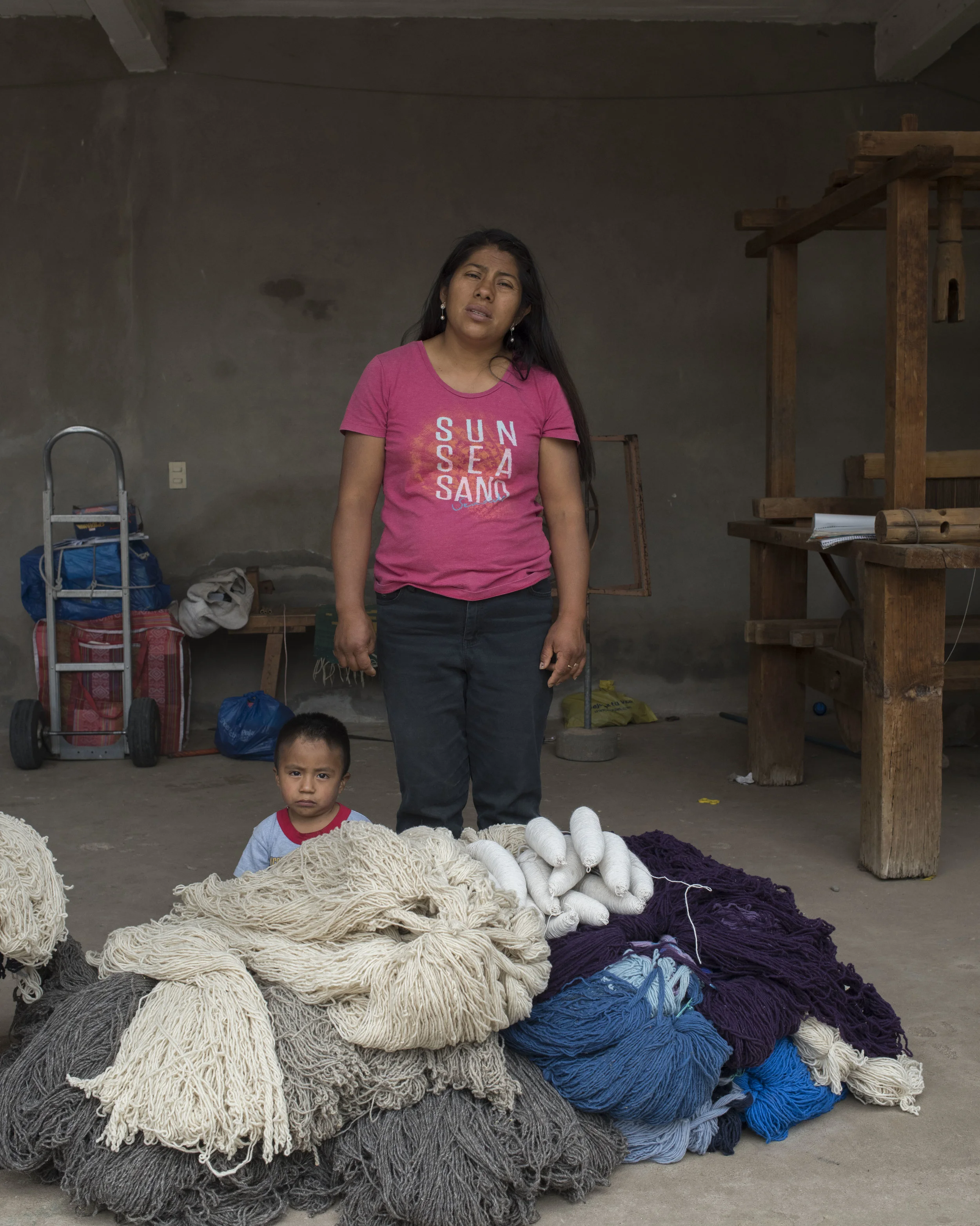 Irene Contreras Gonzalez, and her son (name unknown), Teotitlan, OAX.