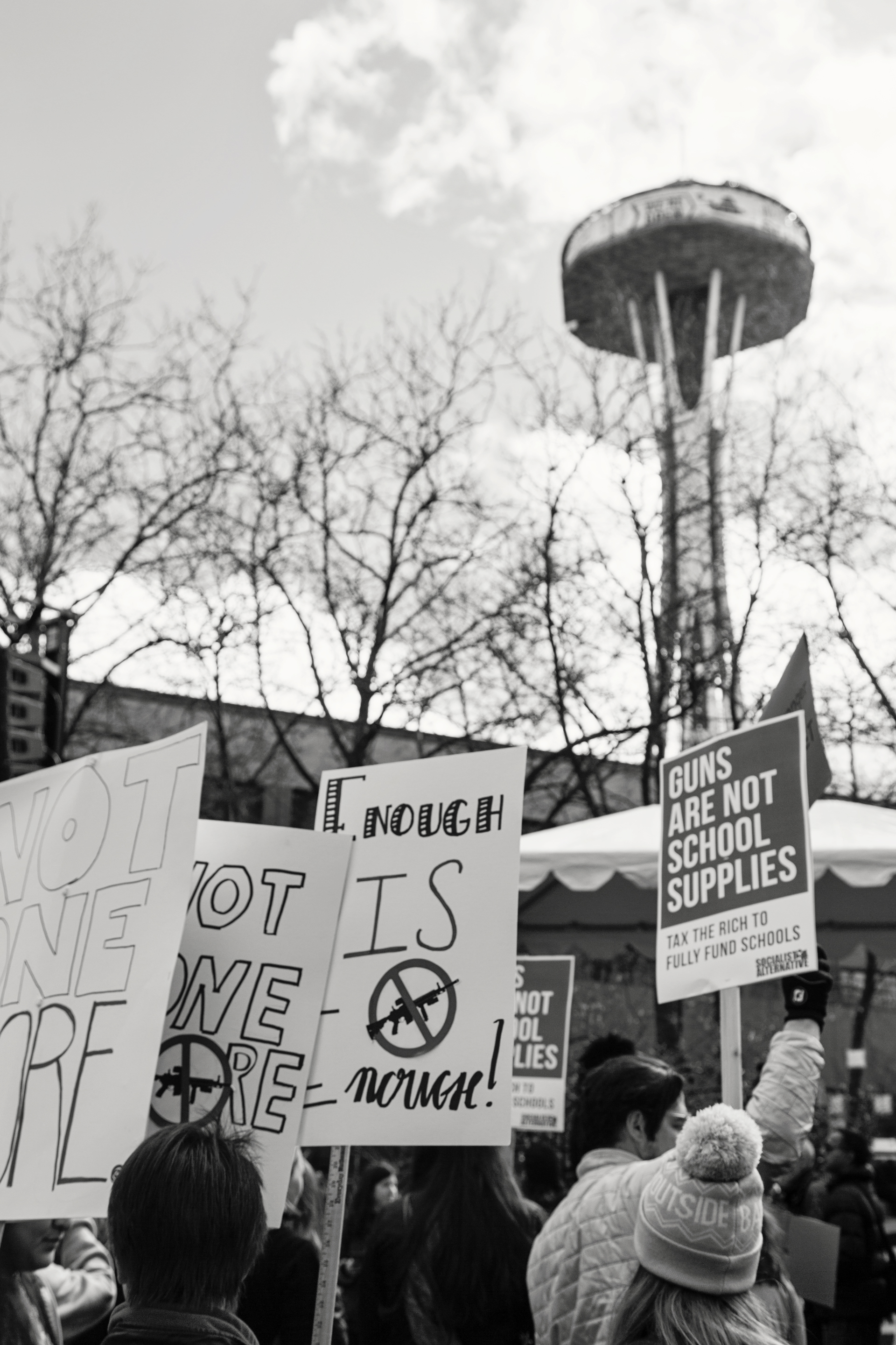 The crowd at Seattle Center, under the Space Needle