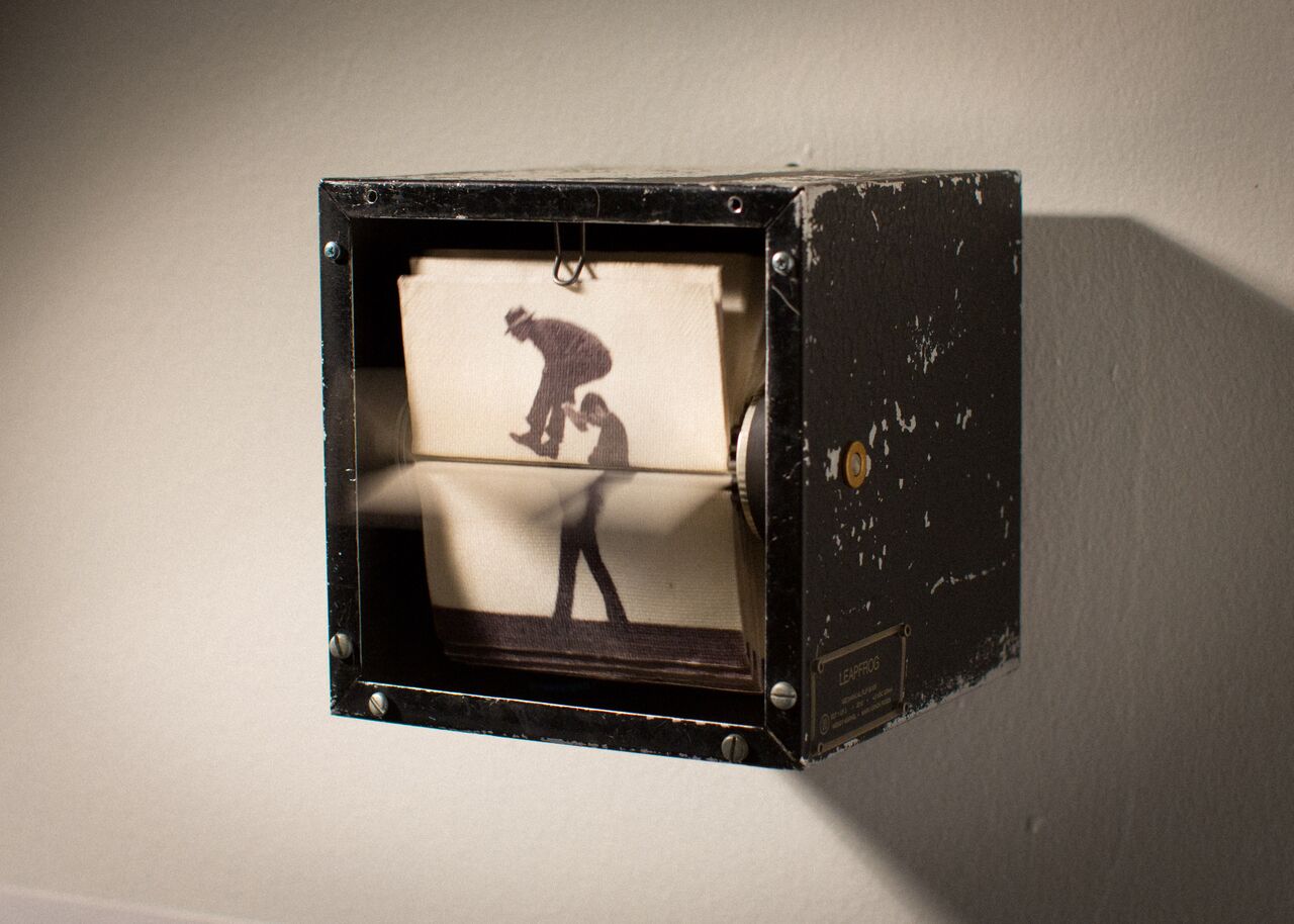 Eadweard Muybridge waltz mechanical flip book gallery installation