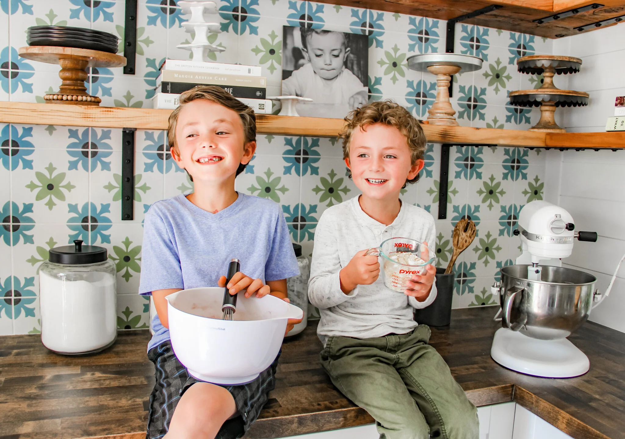 Killian and Soren love using the mixer.