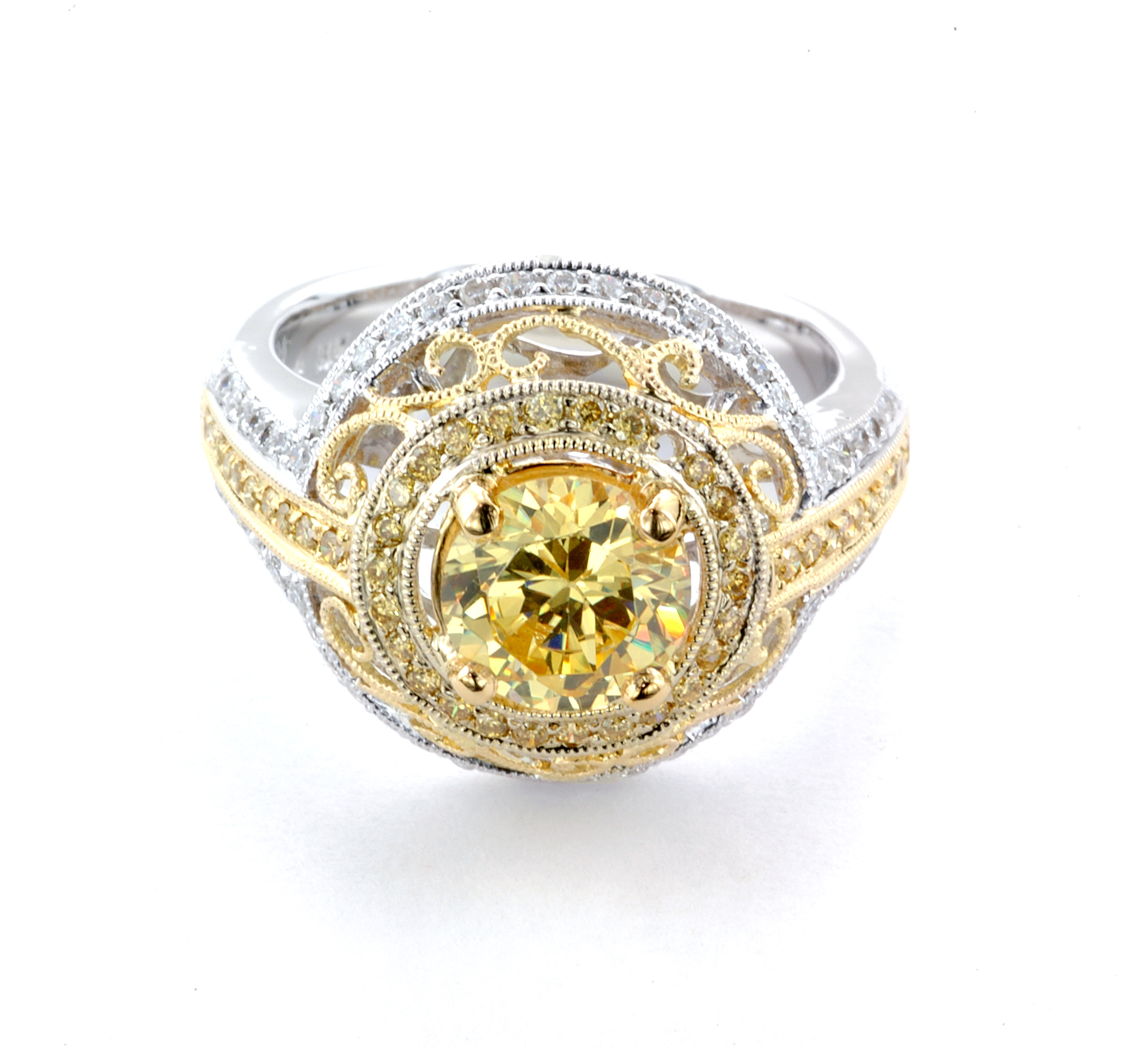 Yellow Diamond Filagree Custom Ring