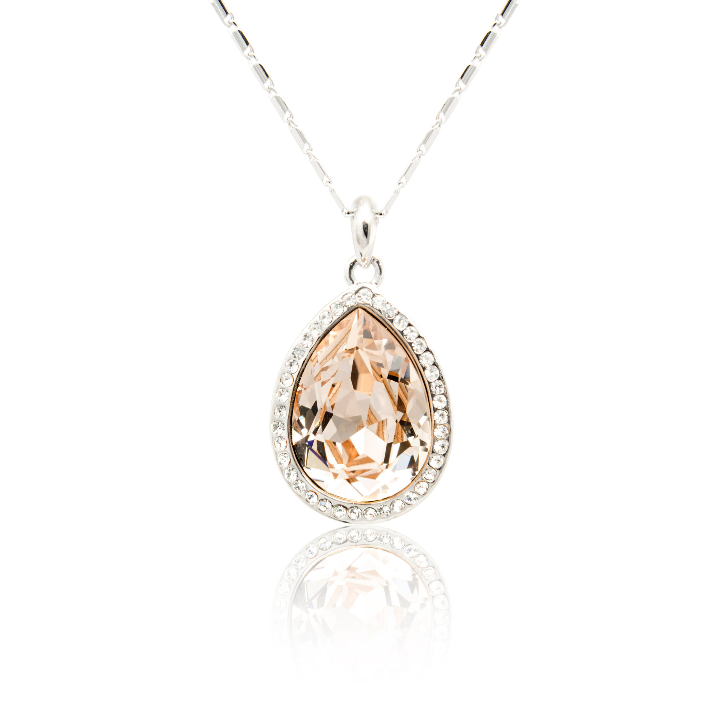 Peach Sapphire Diamond Pendant