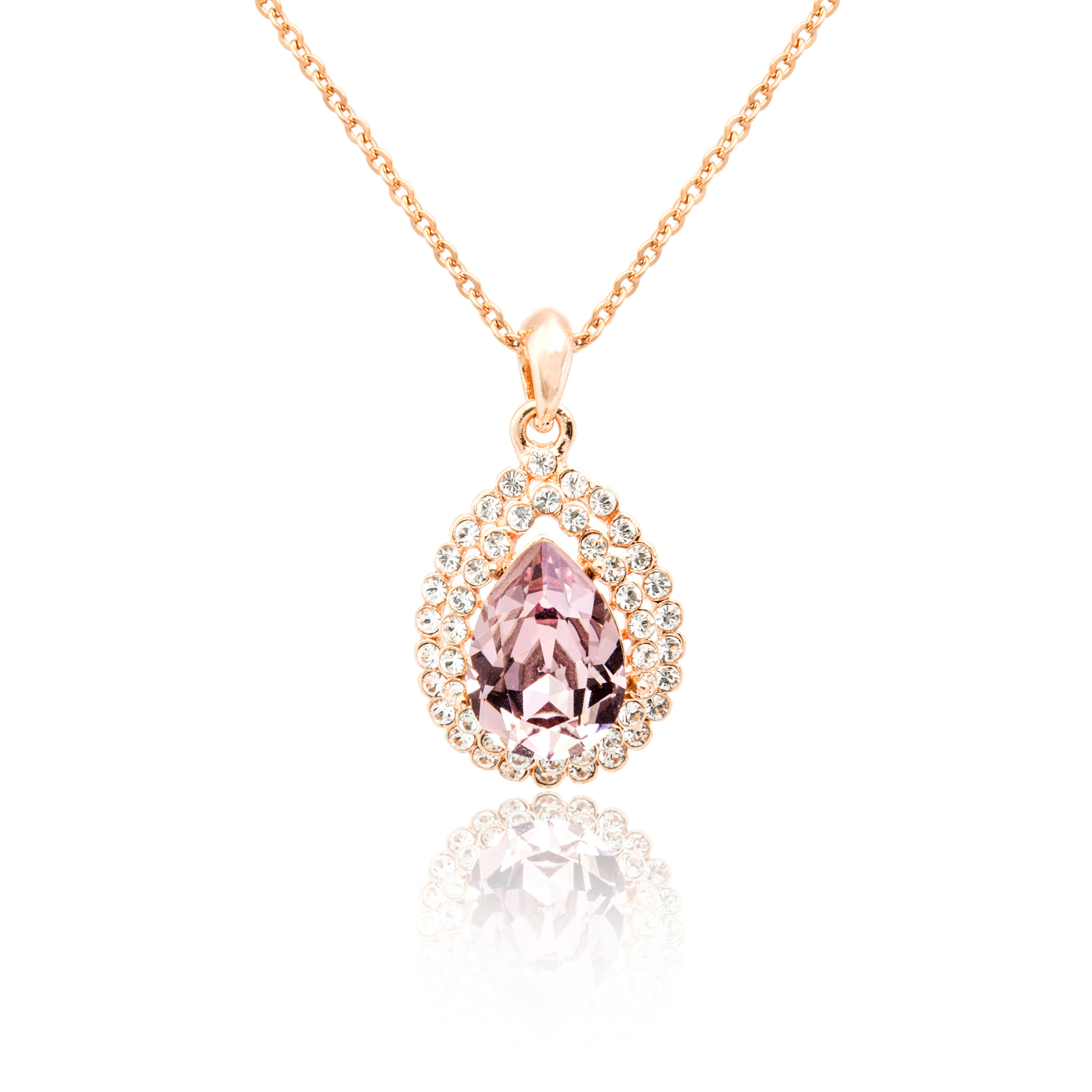 Pink Sapphire Rose Gold Diamond Necklace