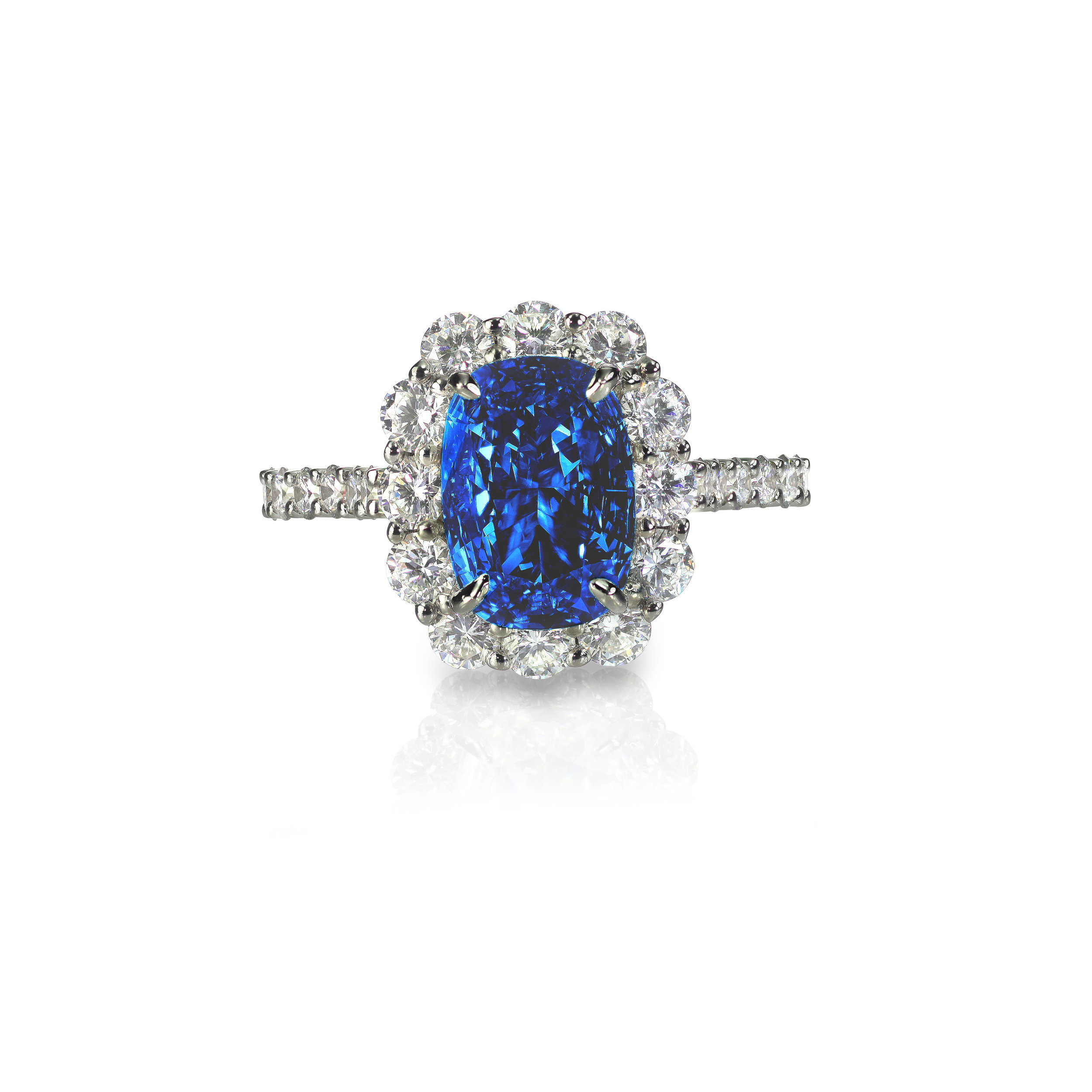 Blue Sapphire Cushion Cut Ring