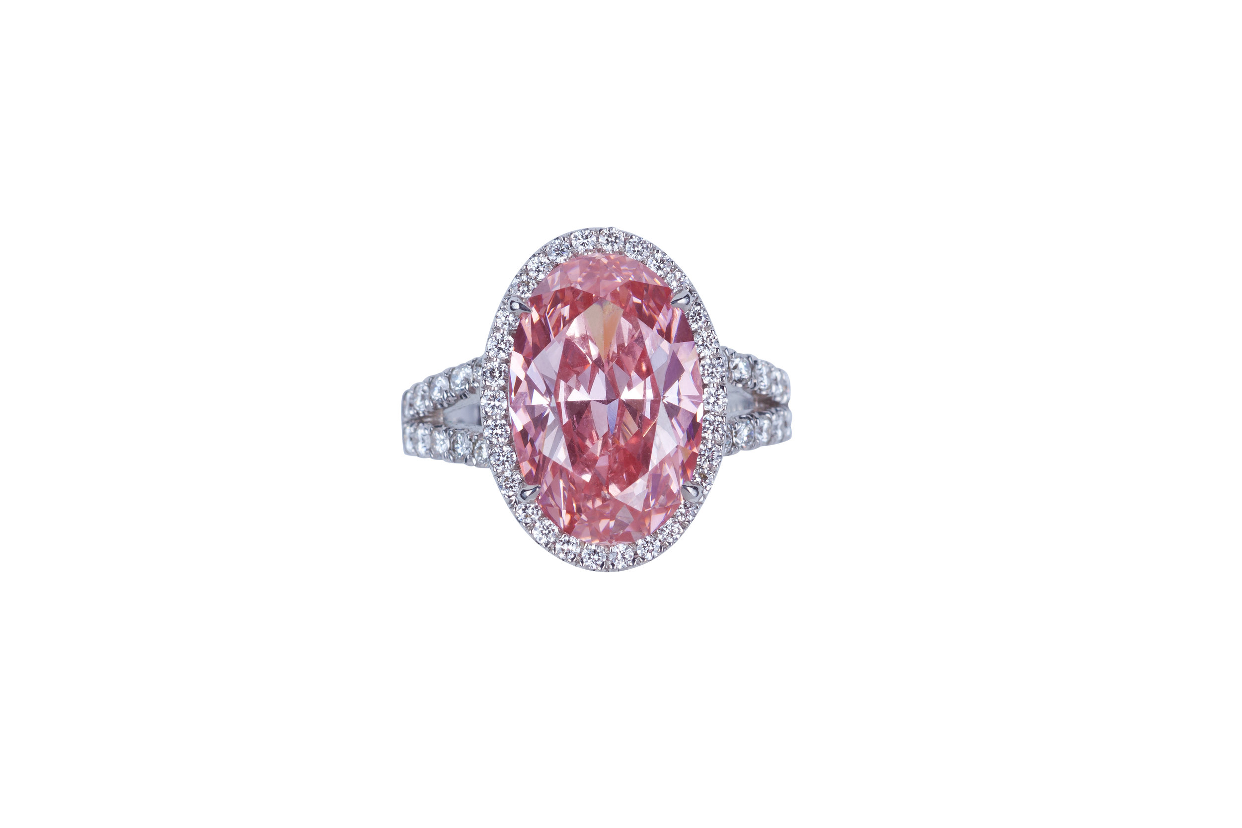 Pink Sapphire Diamond Ring Split Shank