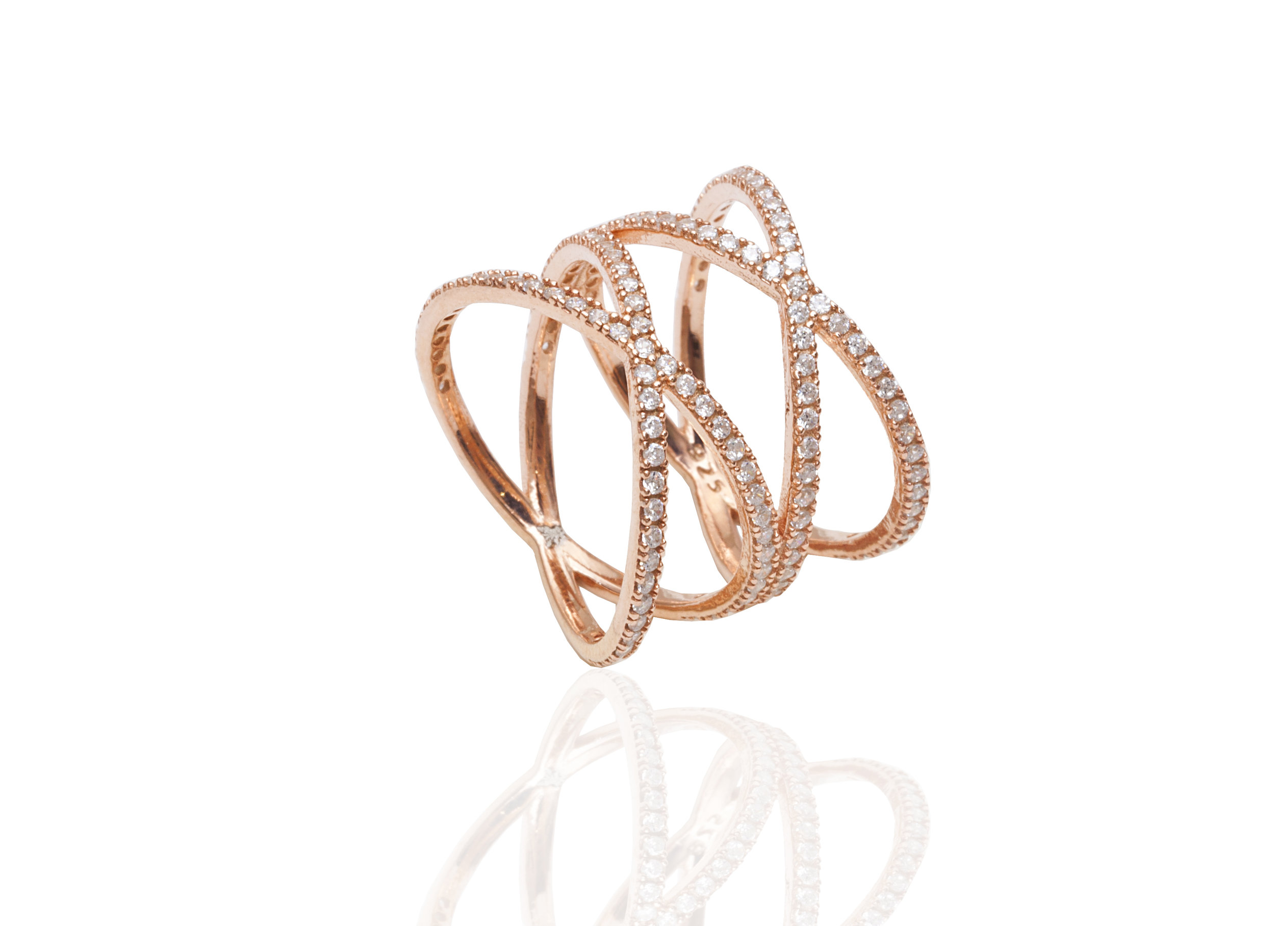 Twisting Rose Gold Diamond Band