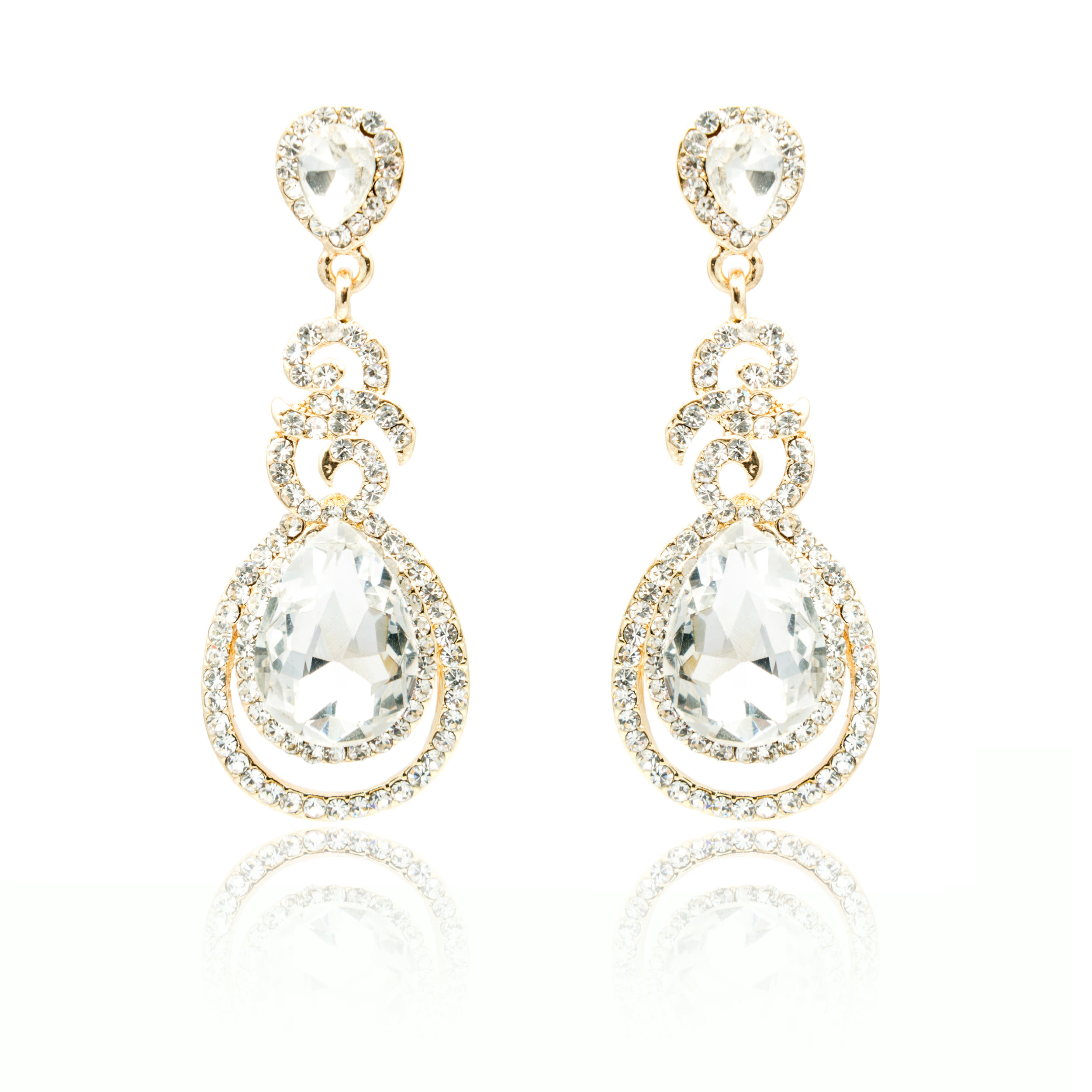 White Sapphire Dangling Diamond Earrings