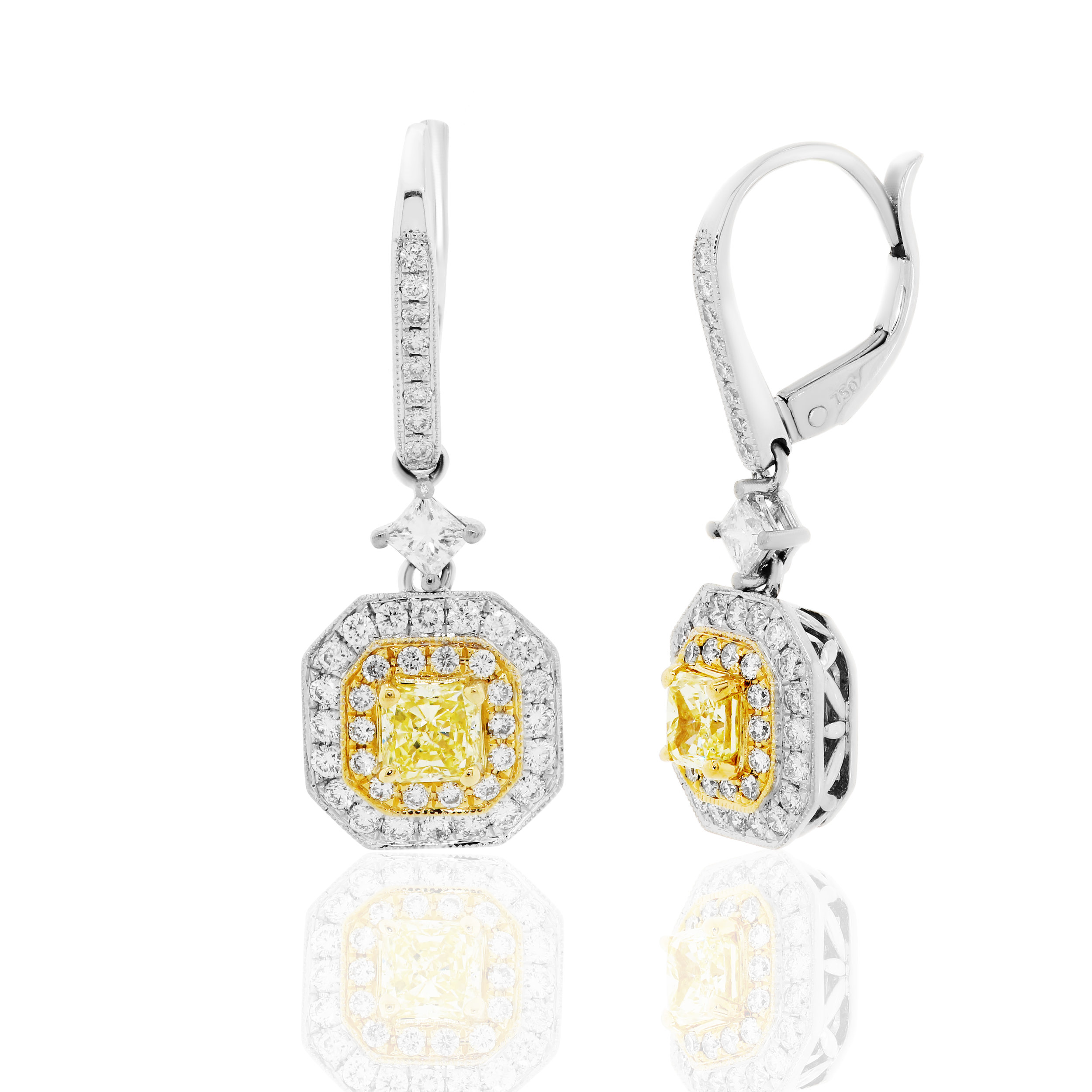 Yellow Diamond French Back Earrings