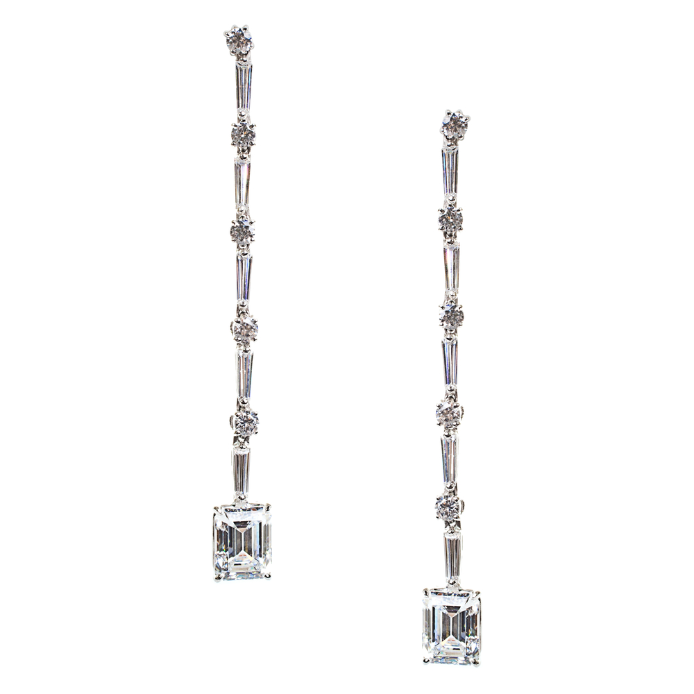 Emerald Cut Long Earrings