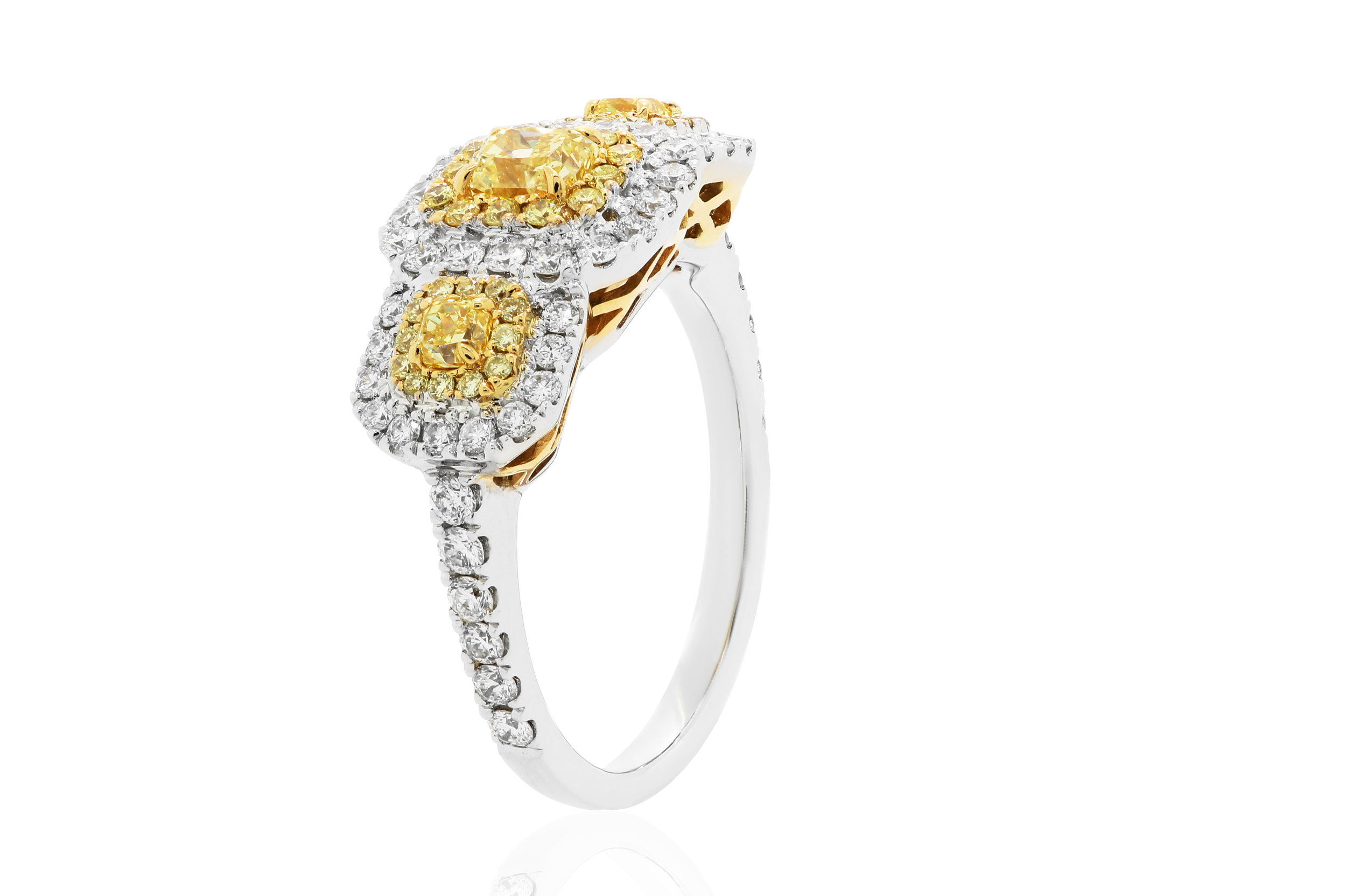 Yellow Diamond Three Stone Ring