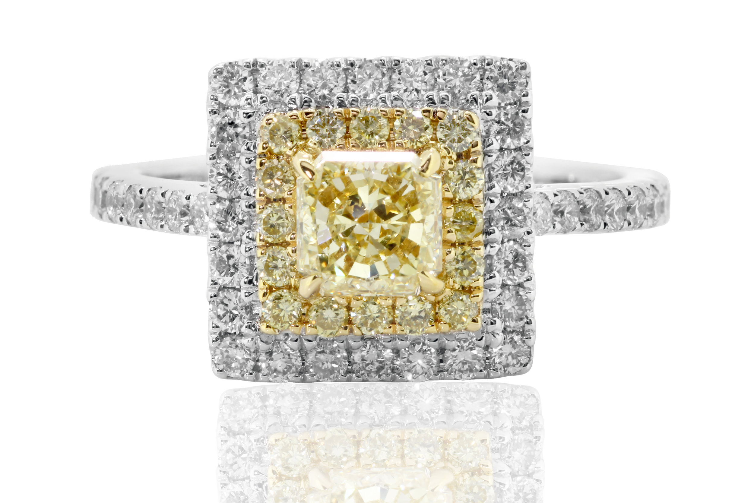 Yellow and White Diamond Ring