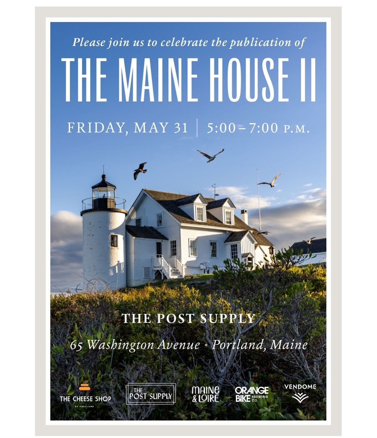 🌲🌊🐚We are THRILLED to be hosting the launch of THE MAINE HOUSE BOOK II at THE POST SUPPLY!! 

Please join the team behind this incredible tome Friday 5/31 from 5-7pm in our shop located at 65 Washington Ave., Portland,ME. 

🍷🍺🧀We&rsquo;ll have 