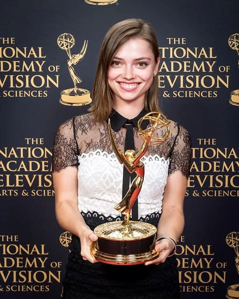 Julia Gorbach with her 2015 Emmy Award for her work with The Skin Deep. Image provided by Julia Gorbach