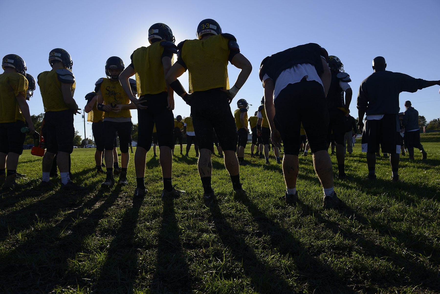  The Smith-Cotton High School football practices Wednesday Oct. 12, 2014, at the practice fields next to Jennie Jaynes Stadium in Sedalia, Mo. The team was preparing for the last game to ever be played at the historic stadium. Sixty-one years of Smit