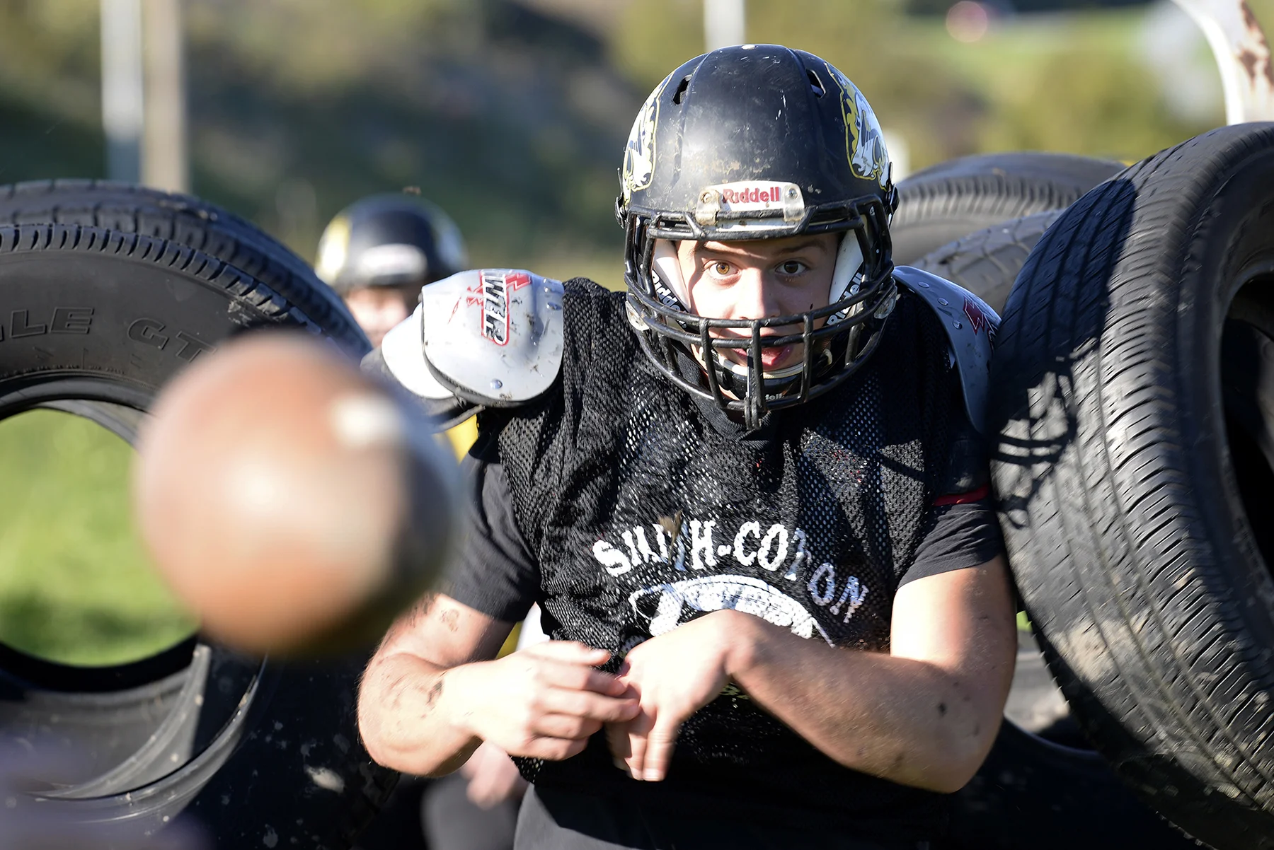  The Smith-Cotton High School football practices Wednesday Oct. 12, 2014, at the practice fields next to Jennie Jaynes Stadium in Sedalia, Mo. The team was preparing for the last game to ever be played at the historic stadium. Sixty-one years of Smit