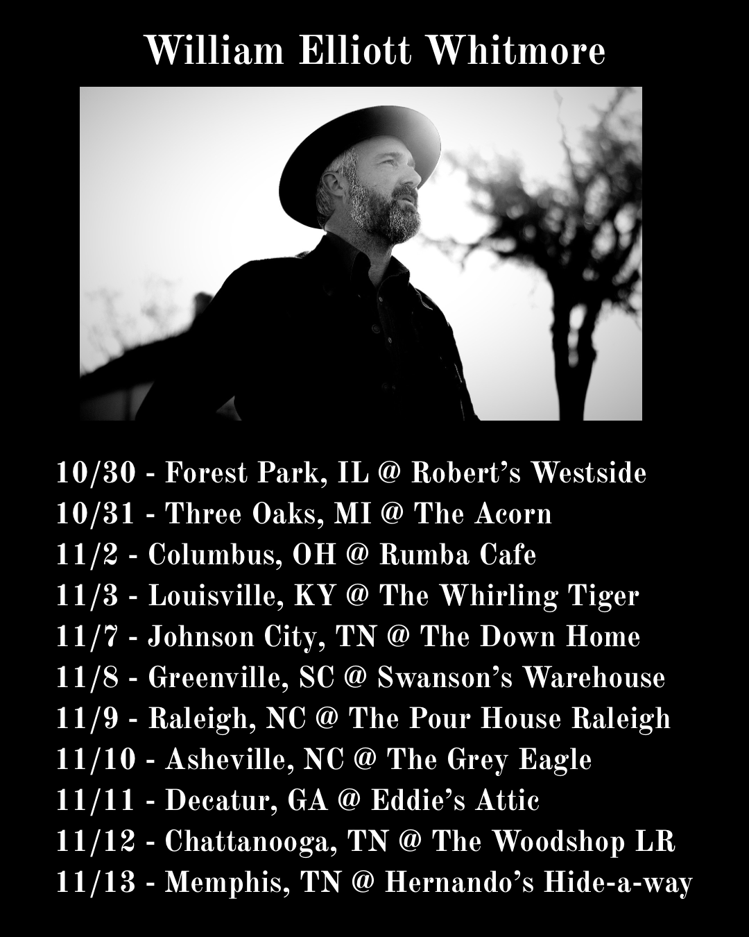 Upcoming Tour Dates — William Elliott Whitmore