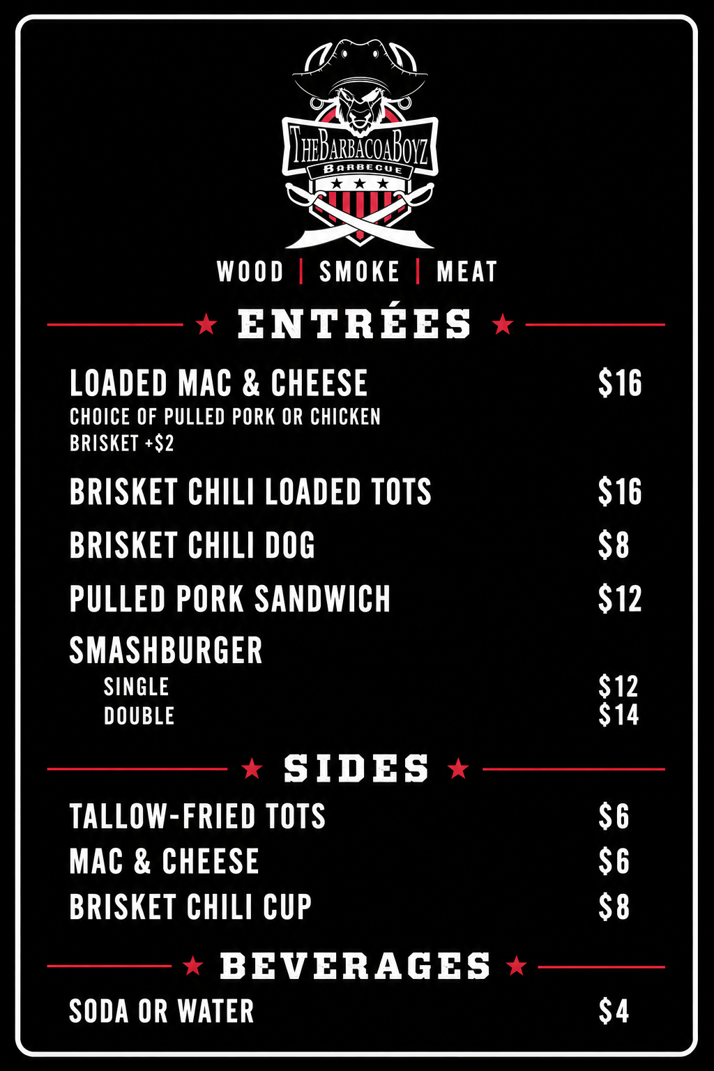 BBQ Food Truck Menu July 2026