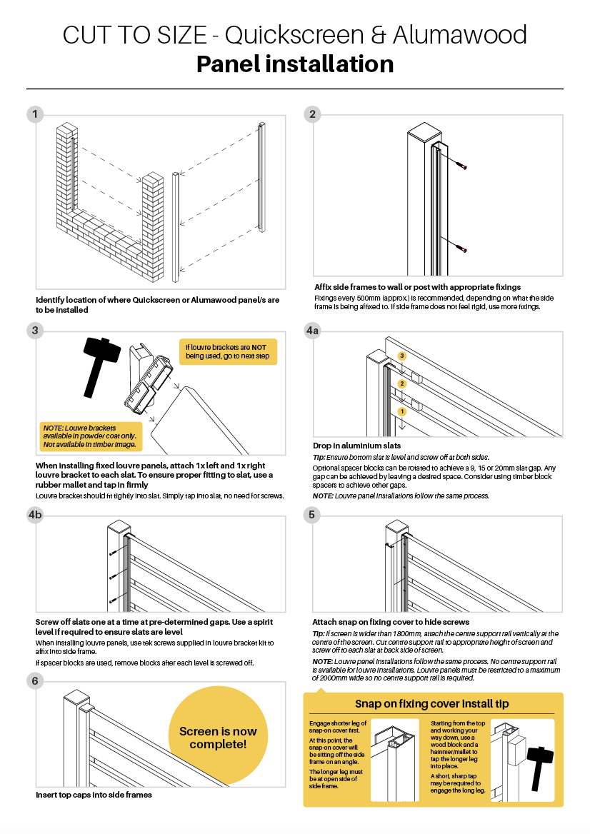Screening panel installationClick here to view